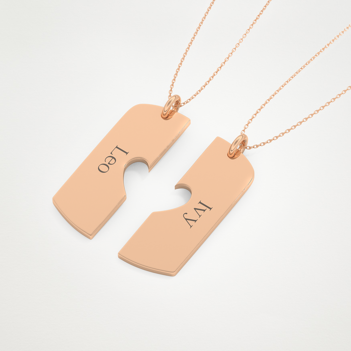 Custom Engraved Split Heart Pendant Necklace – 14K/18K Gold & 925 Silver 20