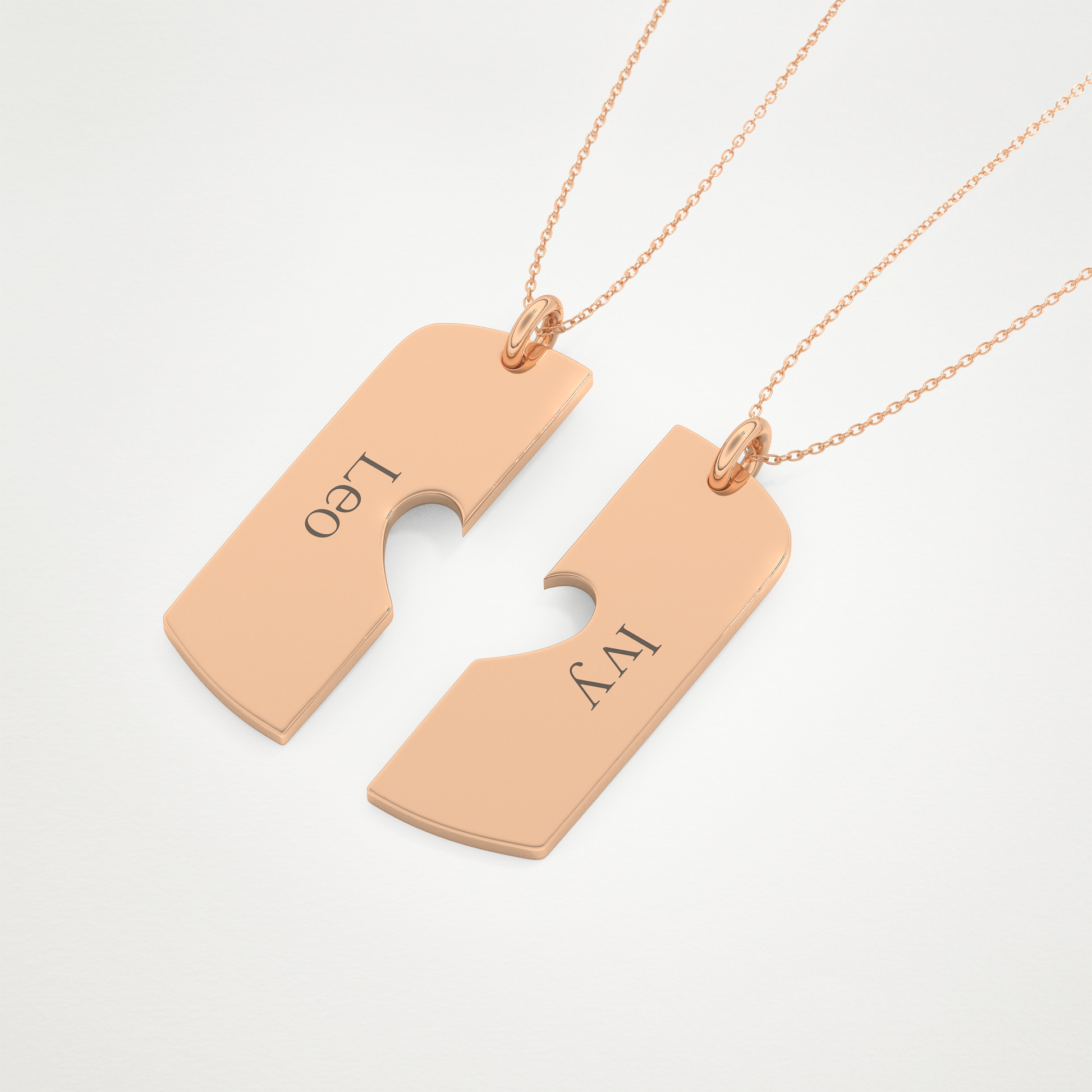 Custom Engraved Split Heart Pendant Necklace – 14K/18K Gold & 925 Silver 20