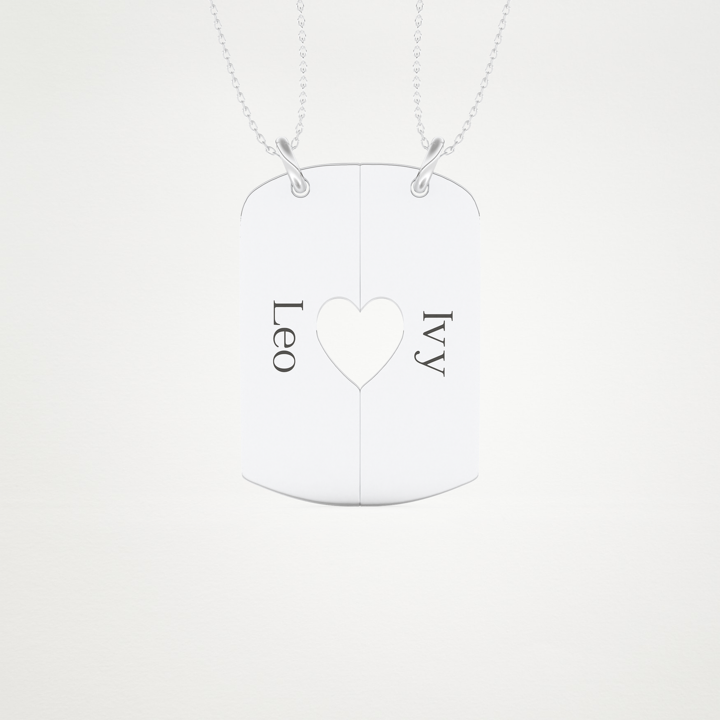 Custom Engraved Split Heart Pendant Necklace – 14K/18K Gold & 925 Silver 1