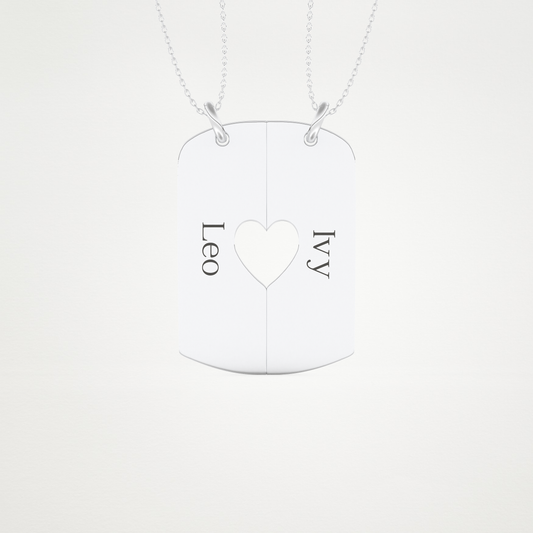 Custom Engraved Split Heart Pendant Necklace – 14K/18K Gold & 925 Silver 1