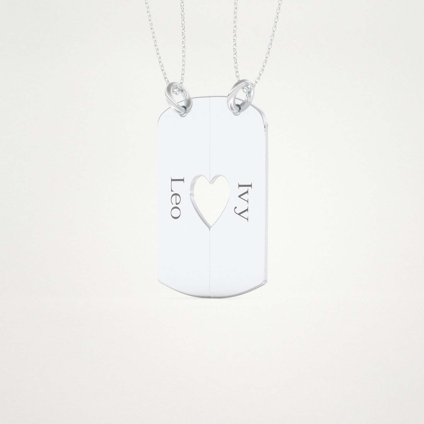 Custom Engraved Split Heart Pendant Necklace – 14K/18K Gold & 925 Silver 2