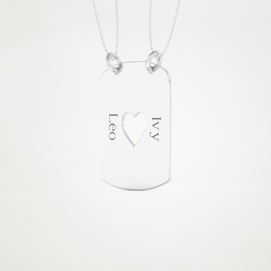 Custom Engraved Split Heart Pendant Necklace – 14K/18K Gold & 925 Silver 2