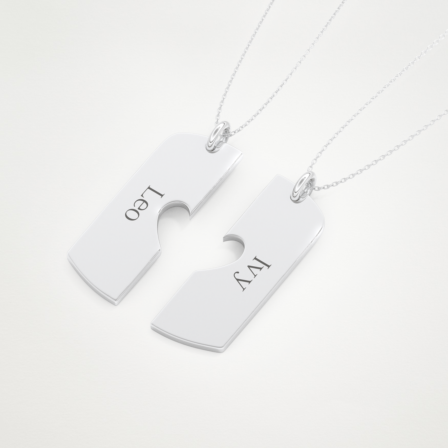 Custom Engraved Split Heart Pendant Necklace – 14K/18K Gold & 925 Silver 5