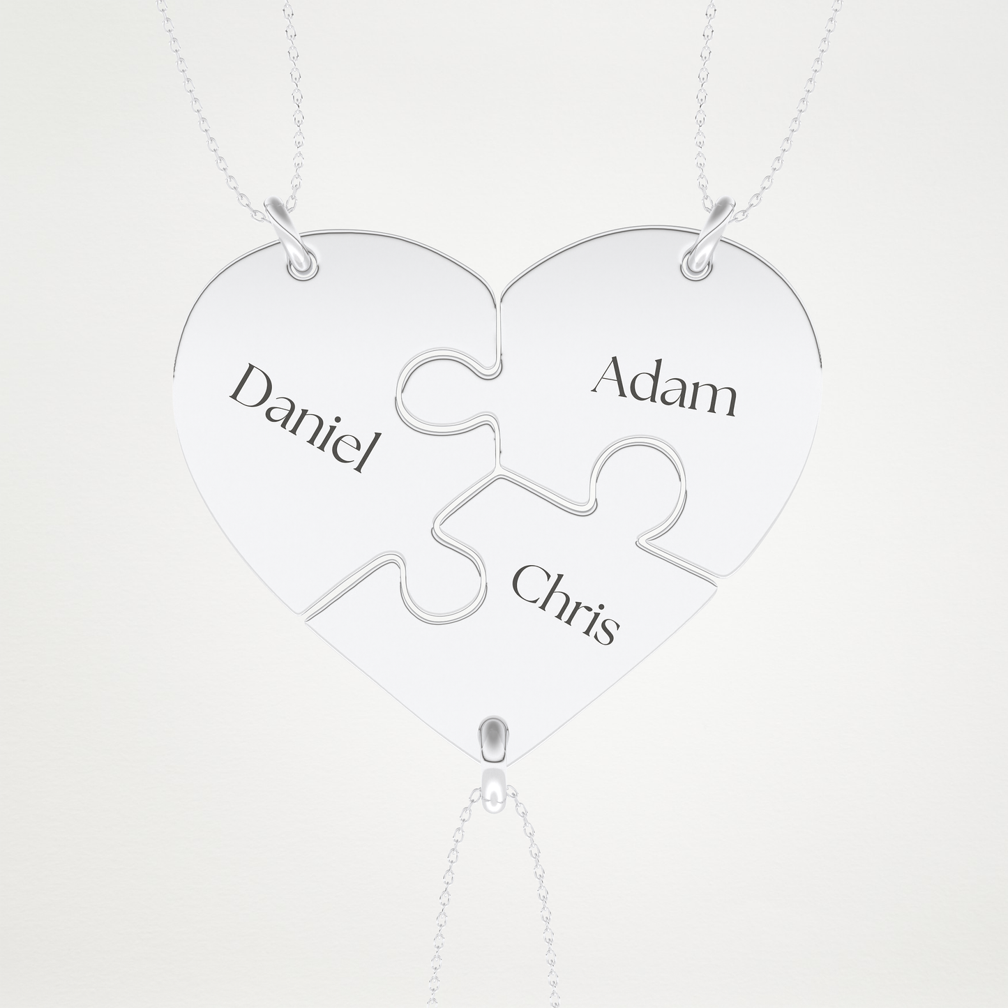 Custom Engraved Split Hearts Pendant Necklace – 14K/18K Gold & 925 Silver 1