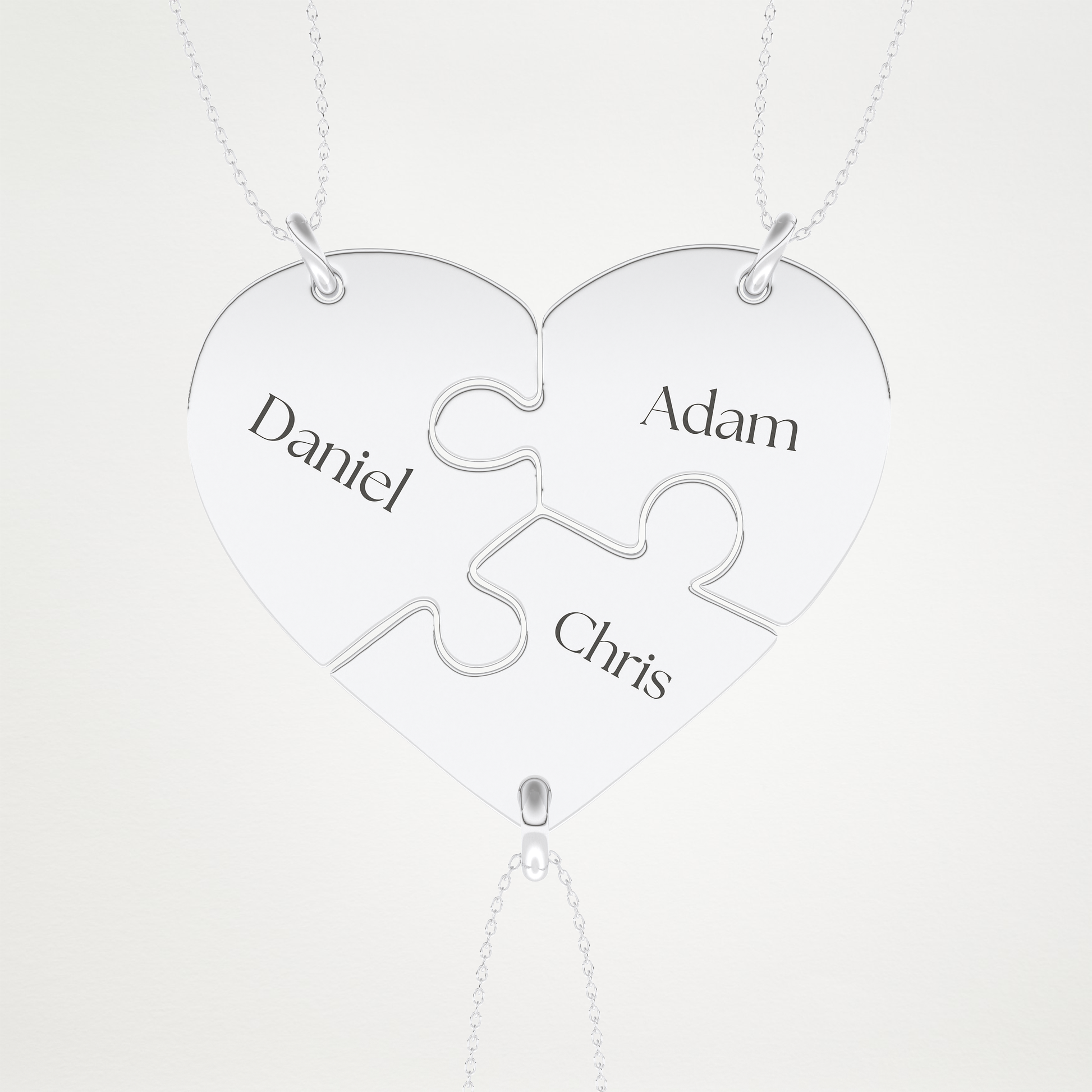 Custom Engraved Split Hearts Pendant Necklace – 14K/18K Gold & 925 Silver 1