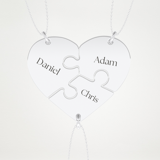 Custom Engraved Split Hearts Pendant Necklace – 14K/18K Gold & 925 Silver 1