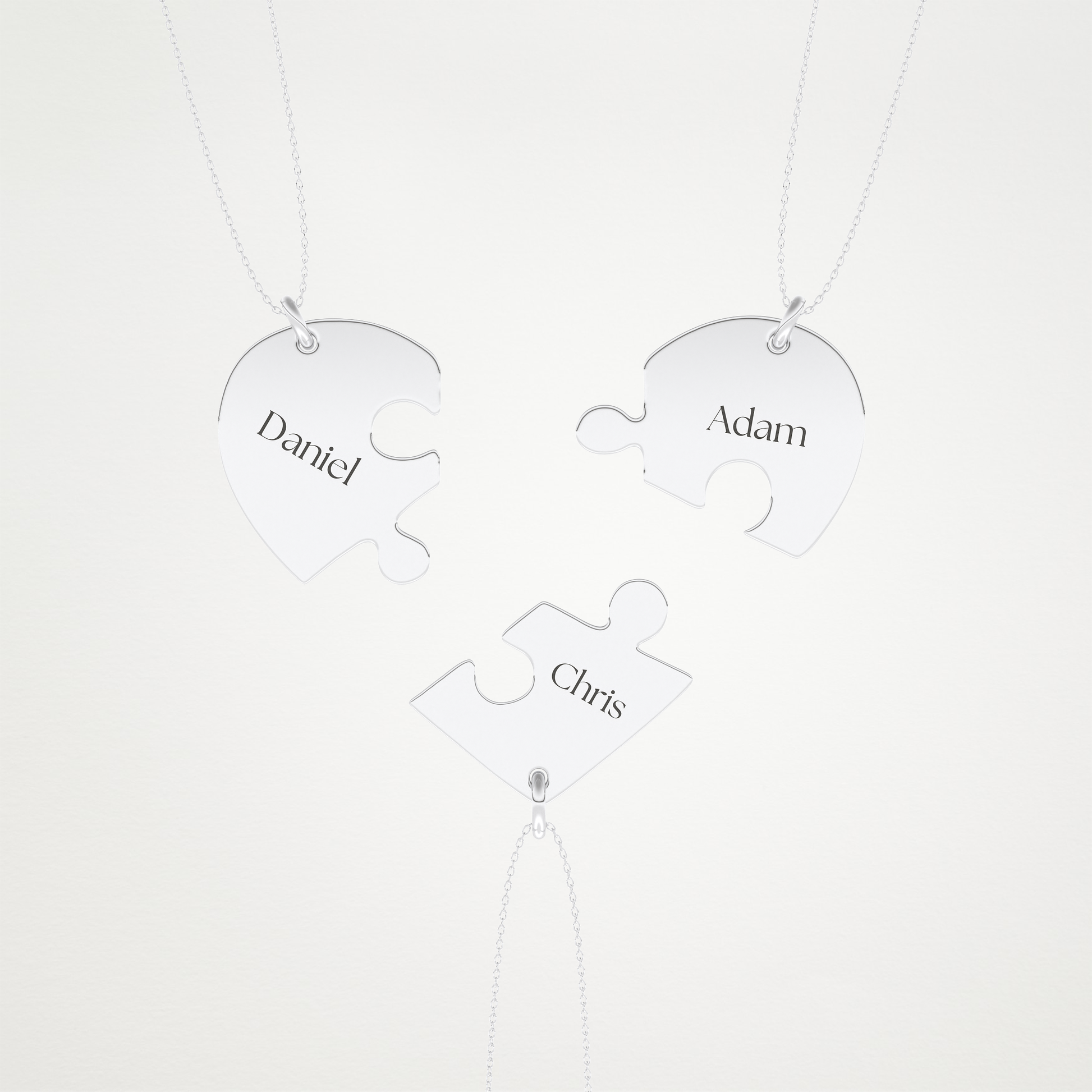 Custom Engraved Split Hearts Pendant Necklace – 14K/18K Gold & 925 Silver 2