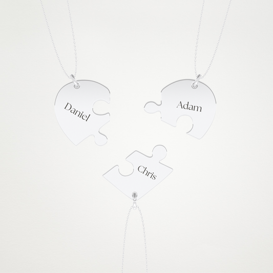 Custom Engraved Split Hearts Pendant Necklace – 14K/18K Gold & 925 Silver 2