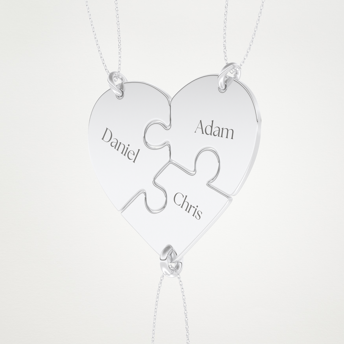 Custom Engraved Split Hearts Pendant Necklace – 14K/18K Gold & 925 Silver 3