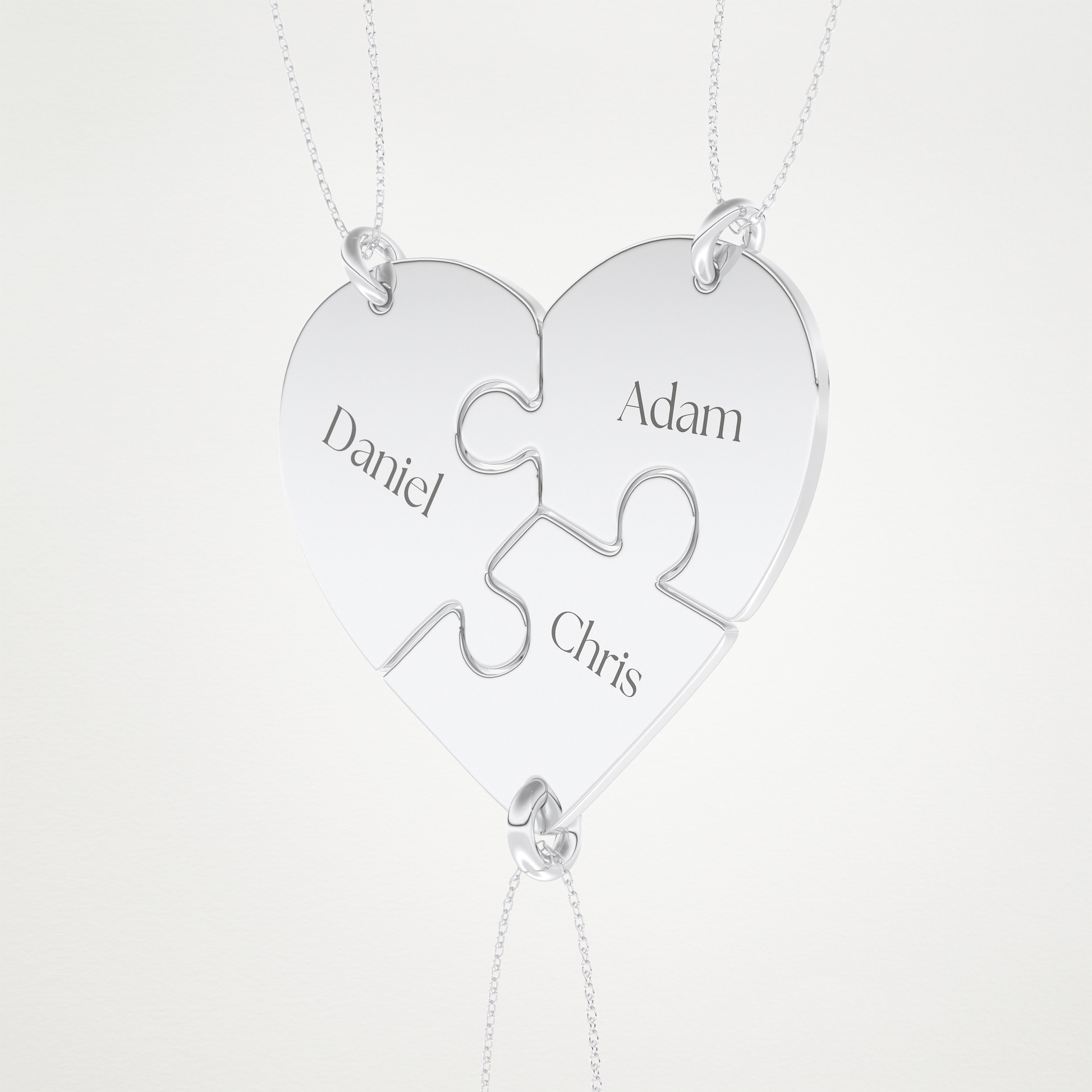 Custom Engraved Split Hearts Pendant Necklace – 14K/18K Gold & 925 Silver 3