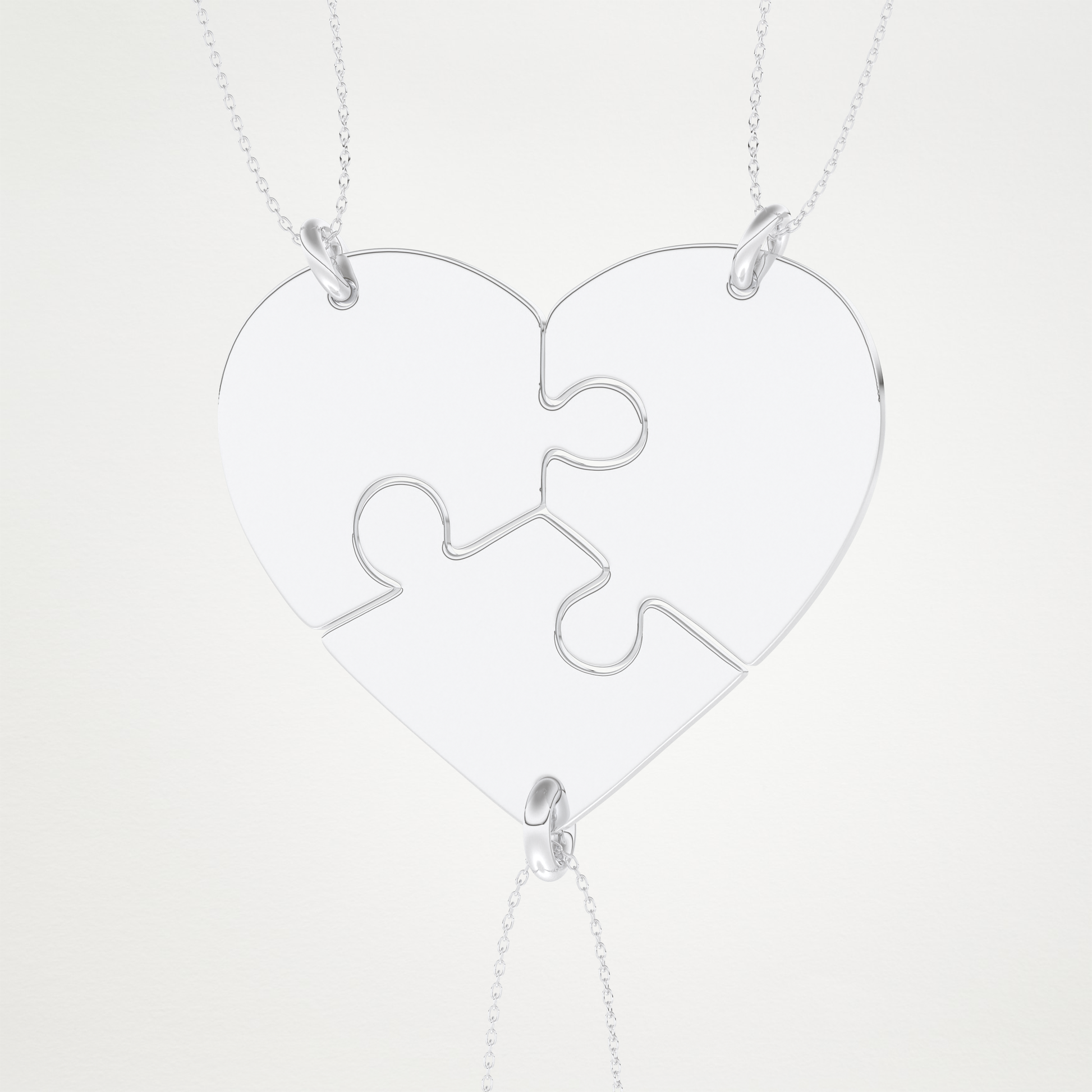 Custom Engraved Split Hearts Pendant Necklace – 14K/18K Gold & 925 Silver 5