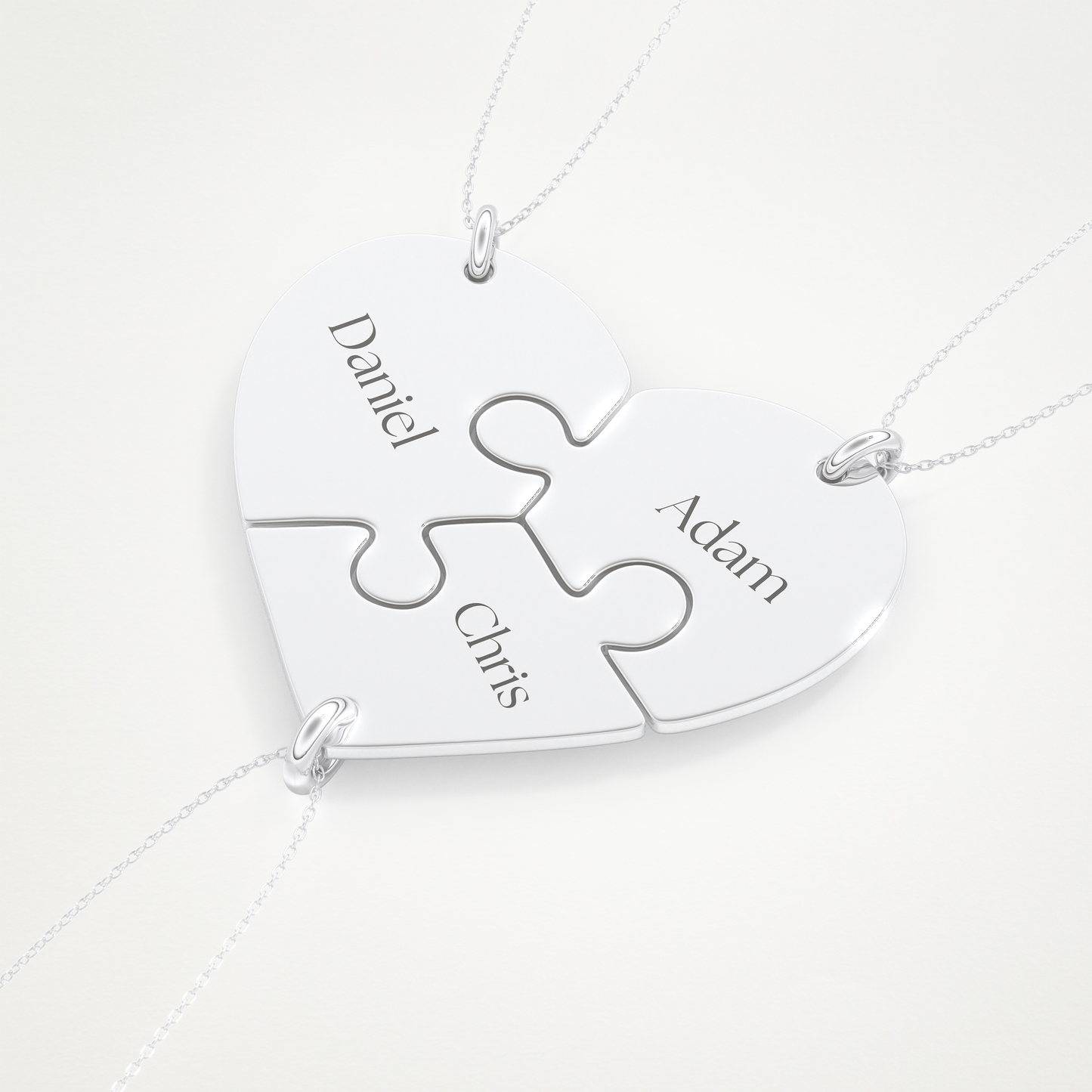Custom Engraved Split Hearts Pendant Necklace – 14K/18K Gold & 925 Silver 6
