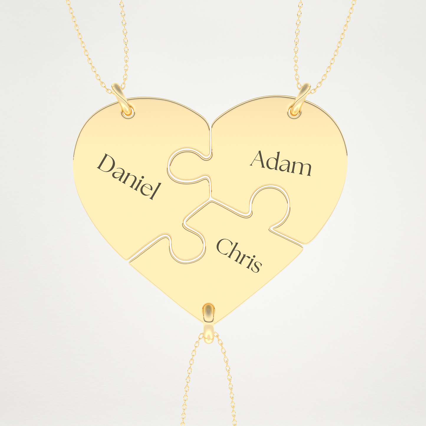 Custom Engraved Split Hearts Pendant Necklace – 14K/18K Gold & 925 Silver 7