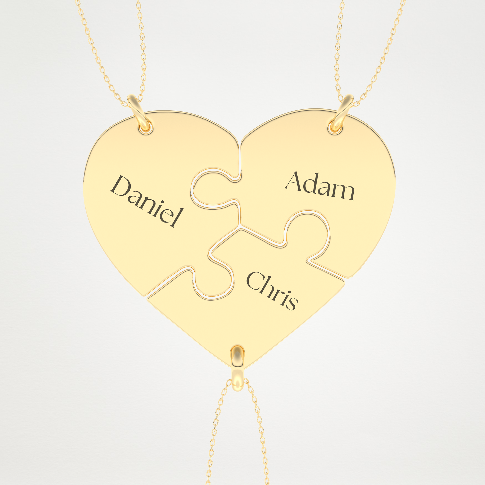Custom Engraved Split Hearts Pendant Necklace – 14K/18K Gold & 925 Silver 7
