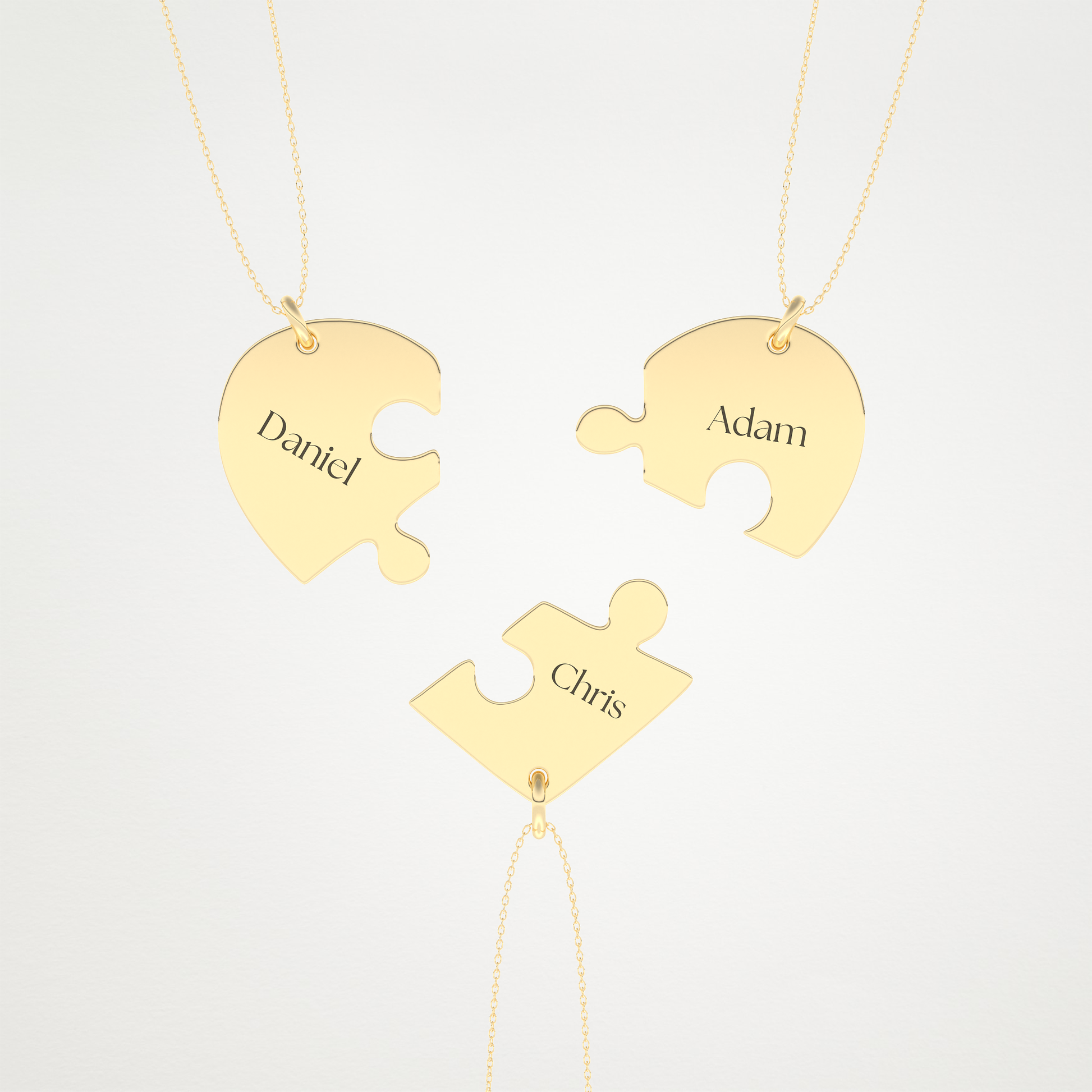 Custom Engraved Split Hearts Pendant Necklace – 14K/18K Gold & 925 Silver 8