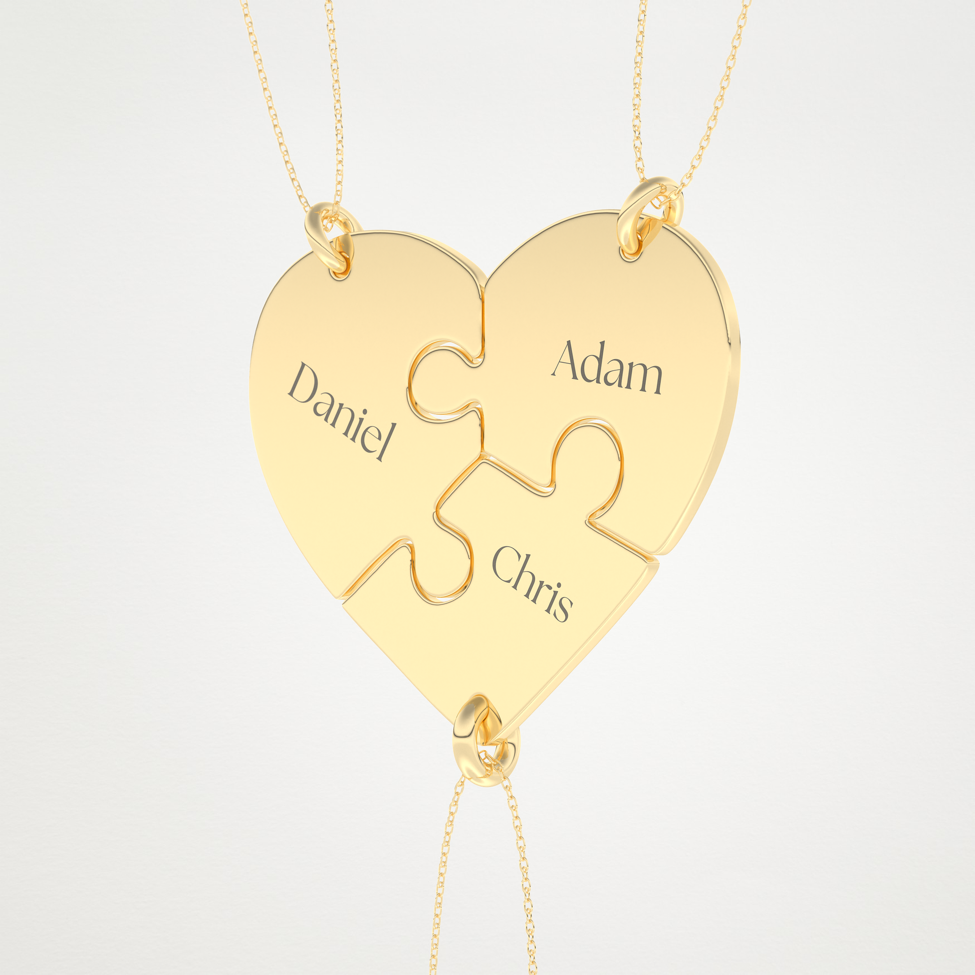 Custom Engraved Split Hearts Pendant Necklace – 14K/18K Gold & 925 Silver 9