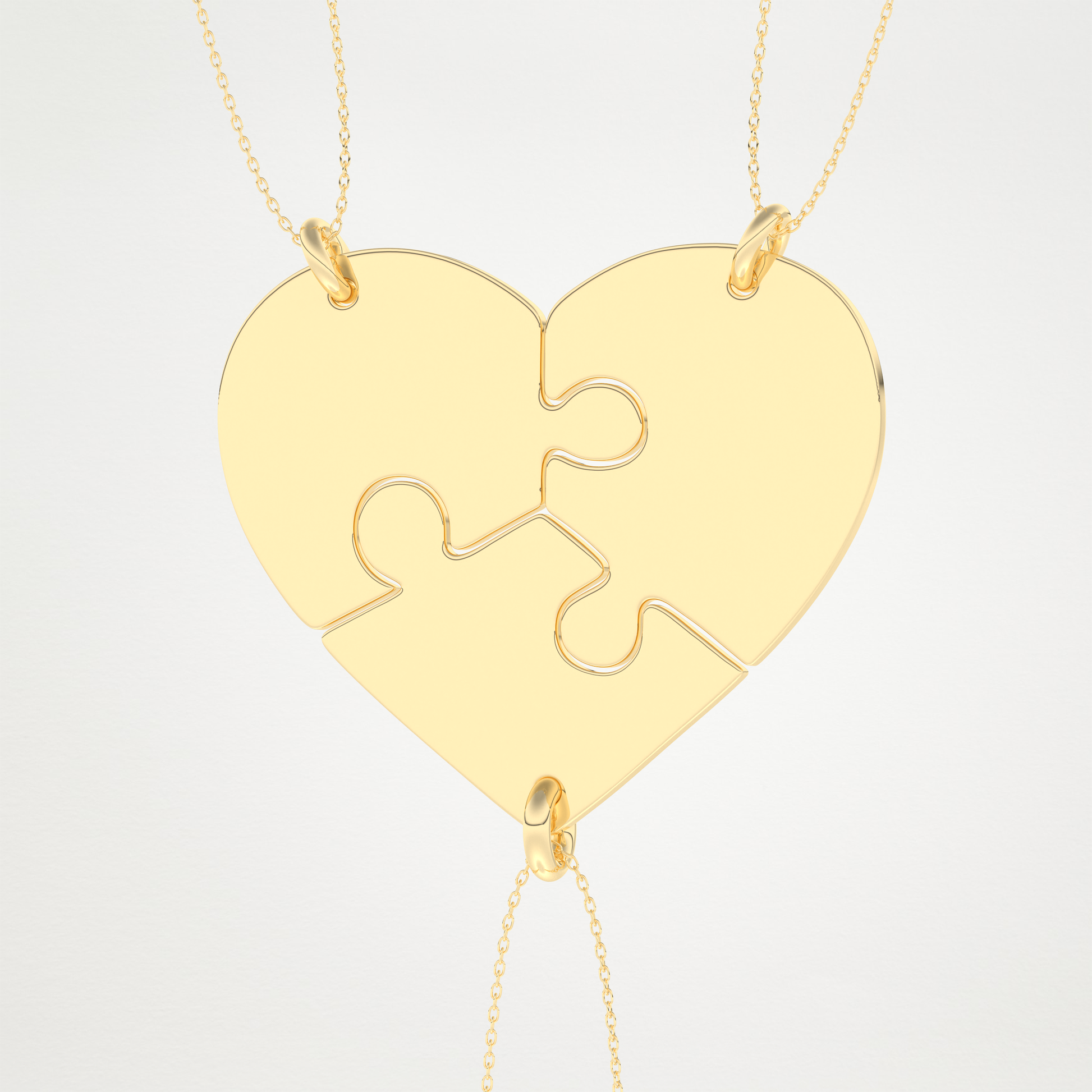 Custom Engraved Split Hearts Pendant Necklace – 14K/18K Gold & 925 Silver 11