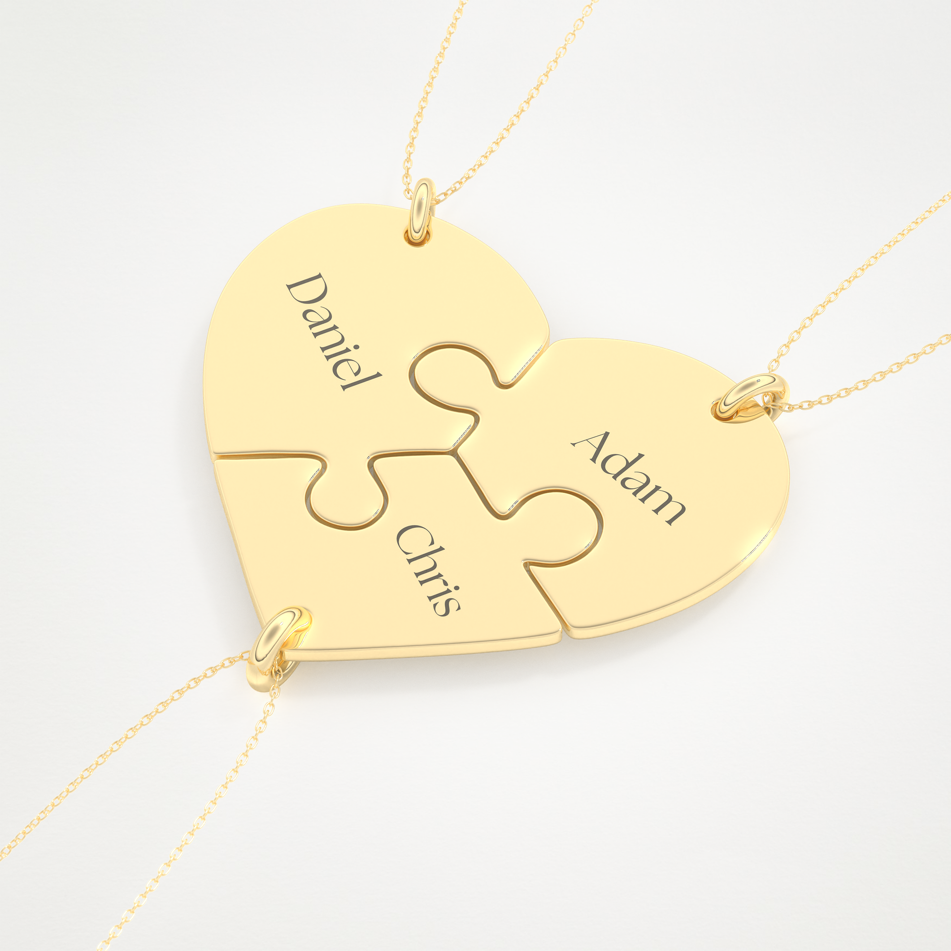Custom Engraved Split Hearts Pendant Necklace – 14K/18K Gold & 925 Silver 12