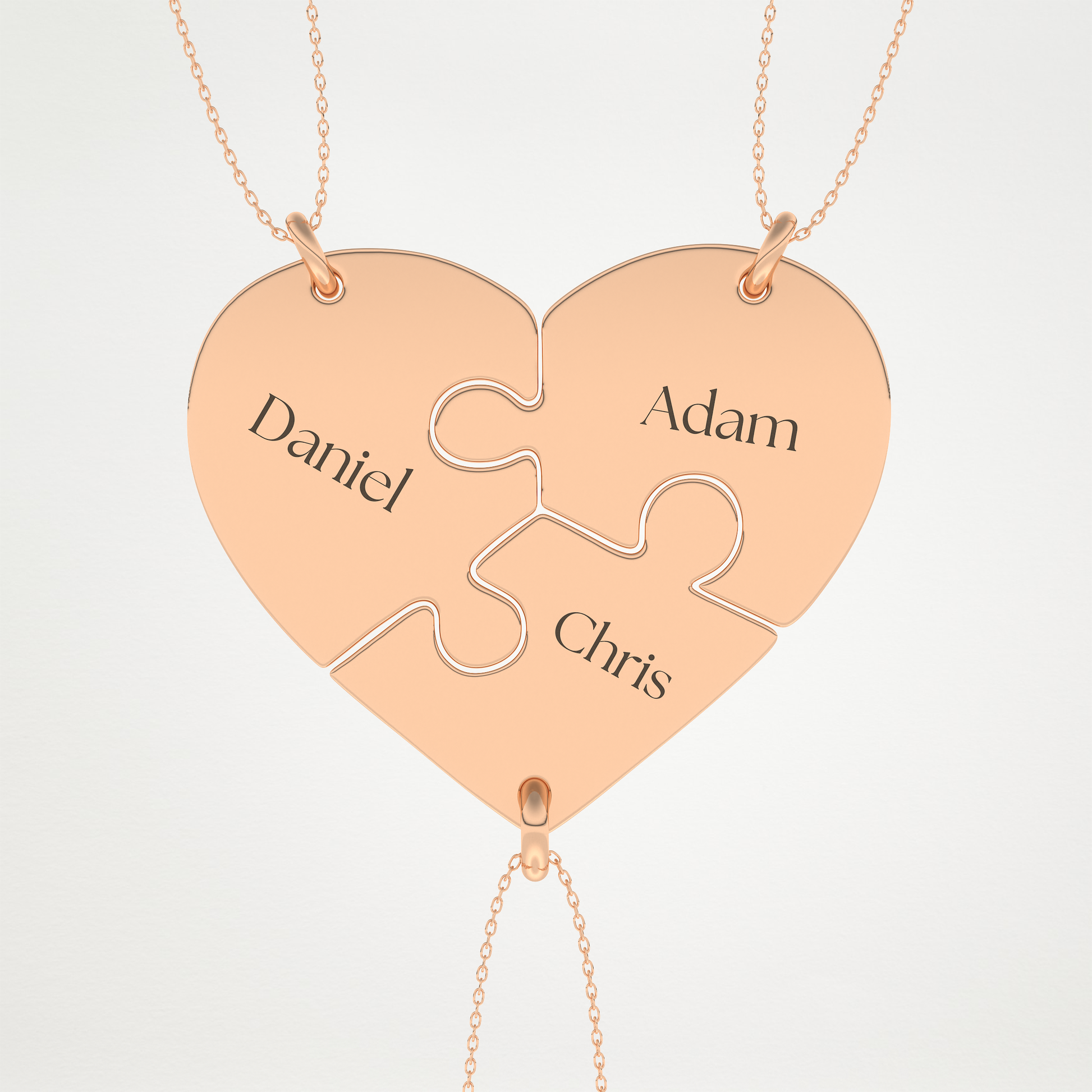 Custom Engraved Split Hearts Pendant Necklace – 14K/18K Gold & 925 Silver 13