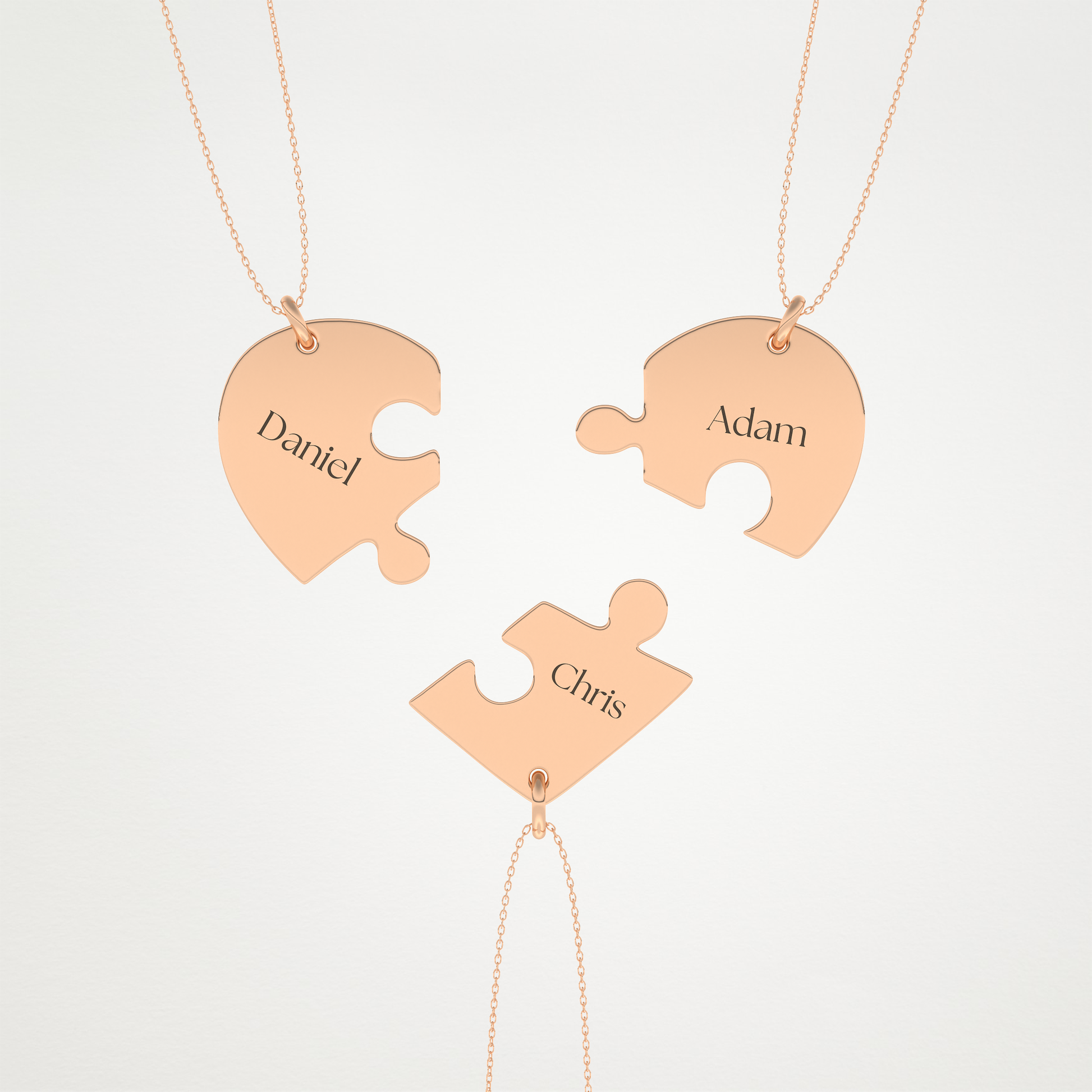 Custom Engraved Split Hearts Pendant Necklace – 14K/18K Gold & 925 Silver 14