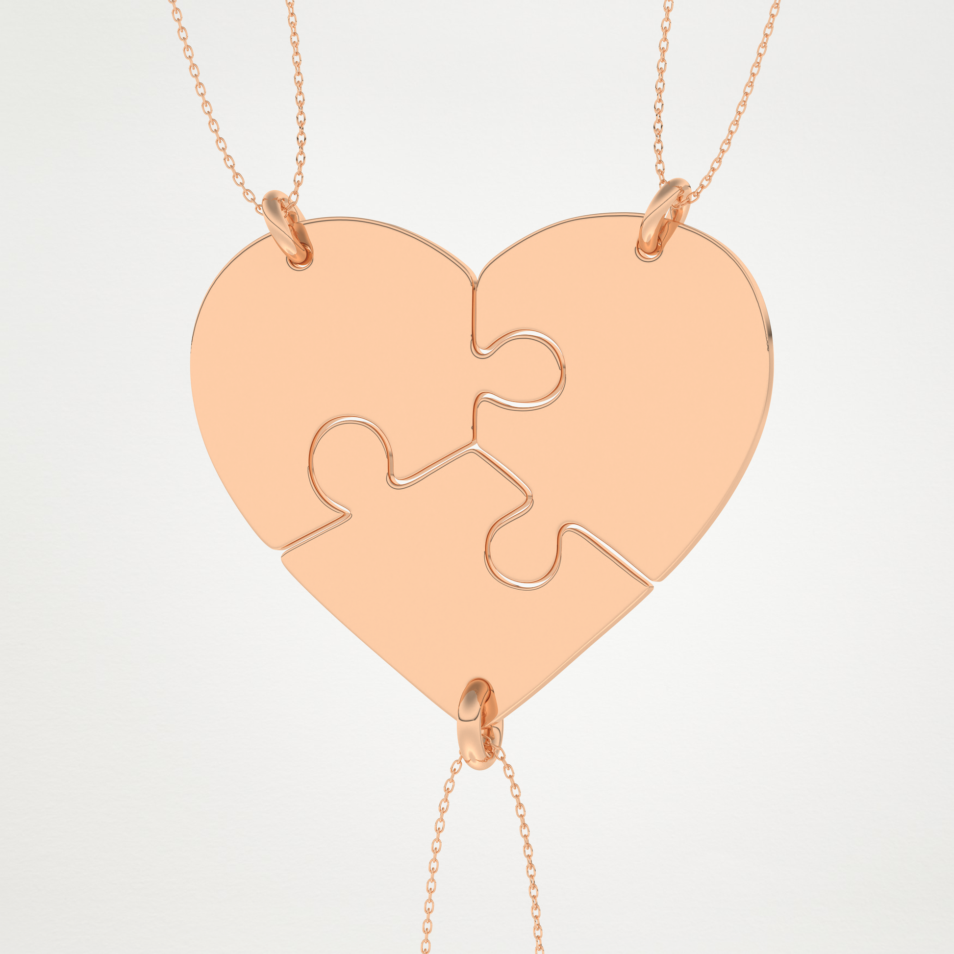 Custom Engraved Split Hearts Pendant Necklace – 14K/18K Gold & 925 Silver 17