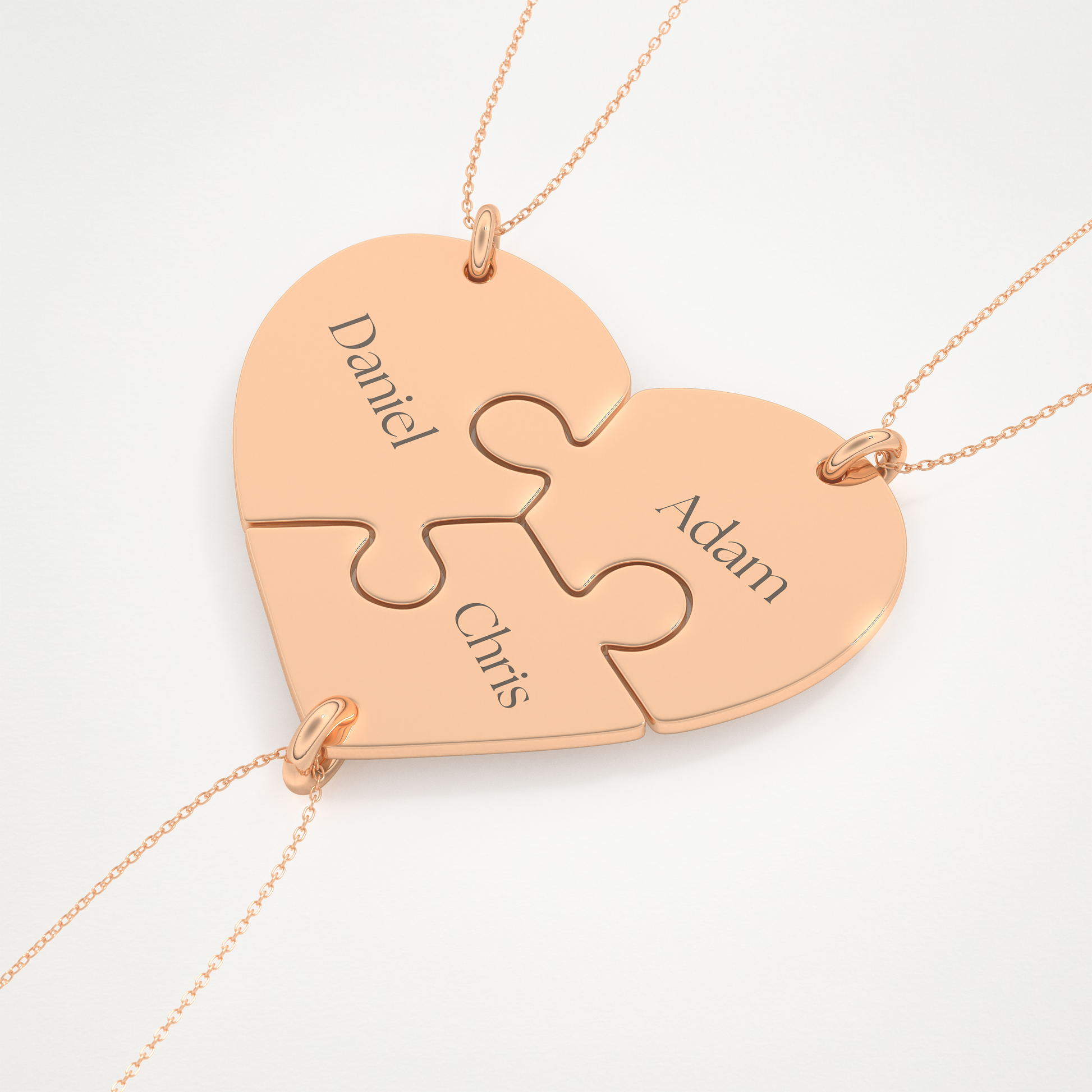 Custom Engraved Split Hearts Pendant Necklace – 14K/18K Gold & 925 Silver 18