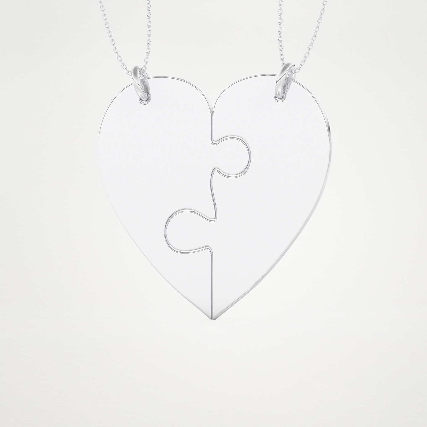 Custom Engraved Split Heart Puzzle Pendant Necklace – 14K/18K Gold & 925 Silver 4