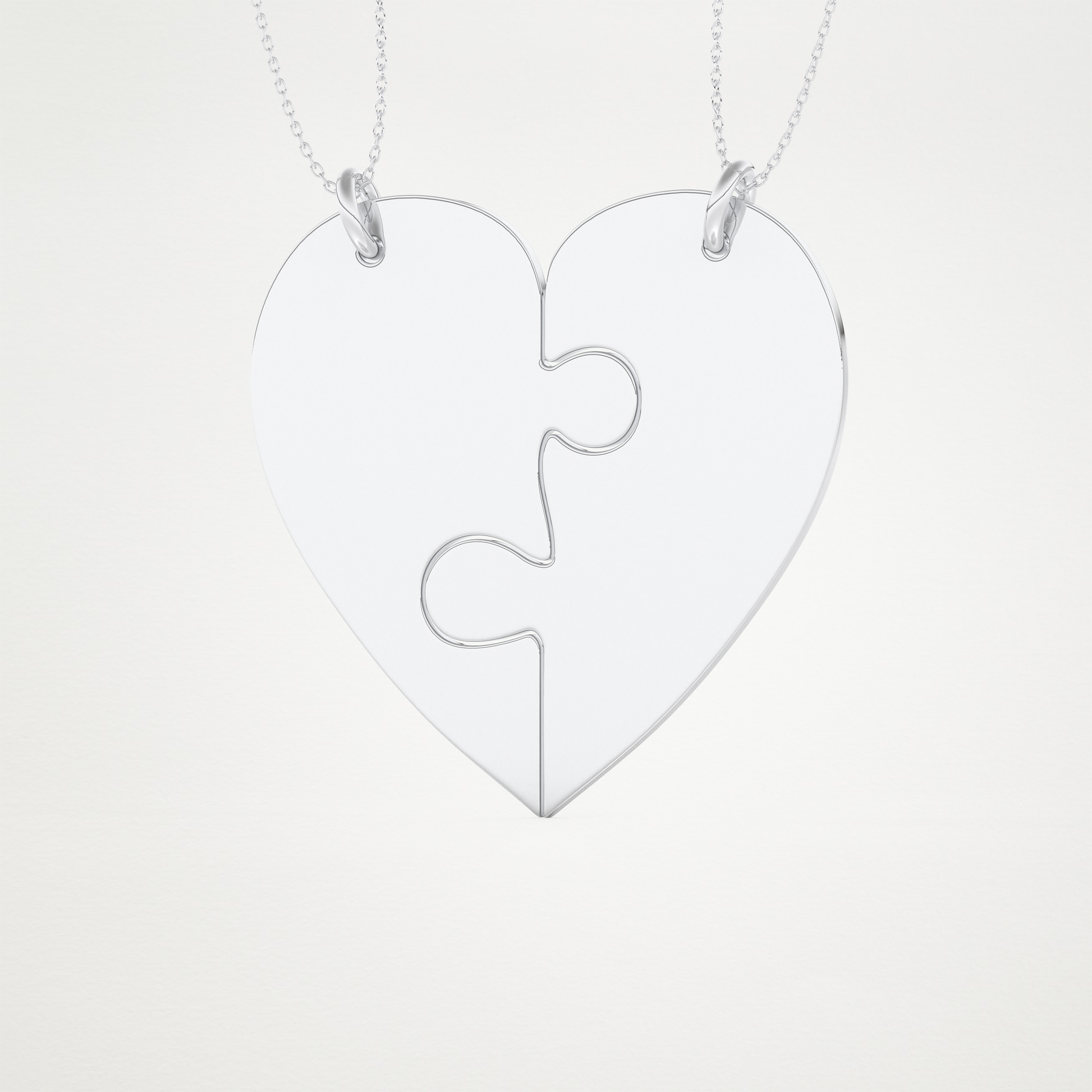 Custom Engraved Split Heart Puzzle Pendant Necklace – 14K/18K Gold & 925 Silver 4