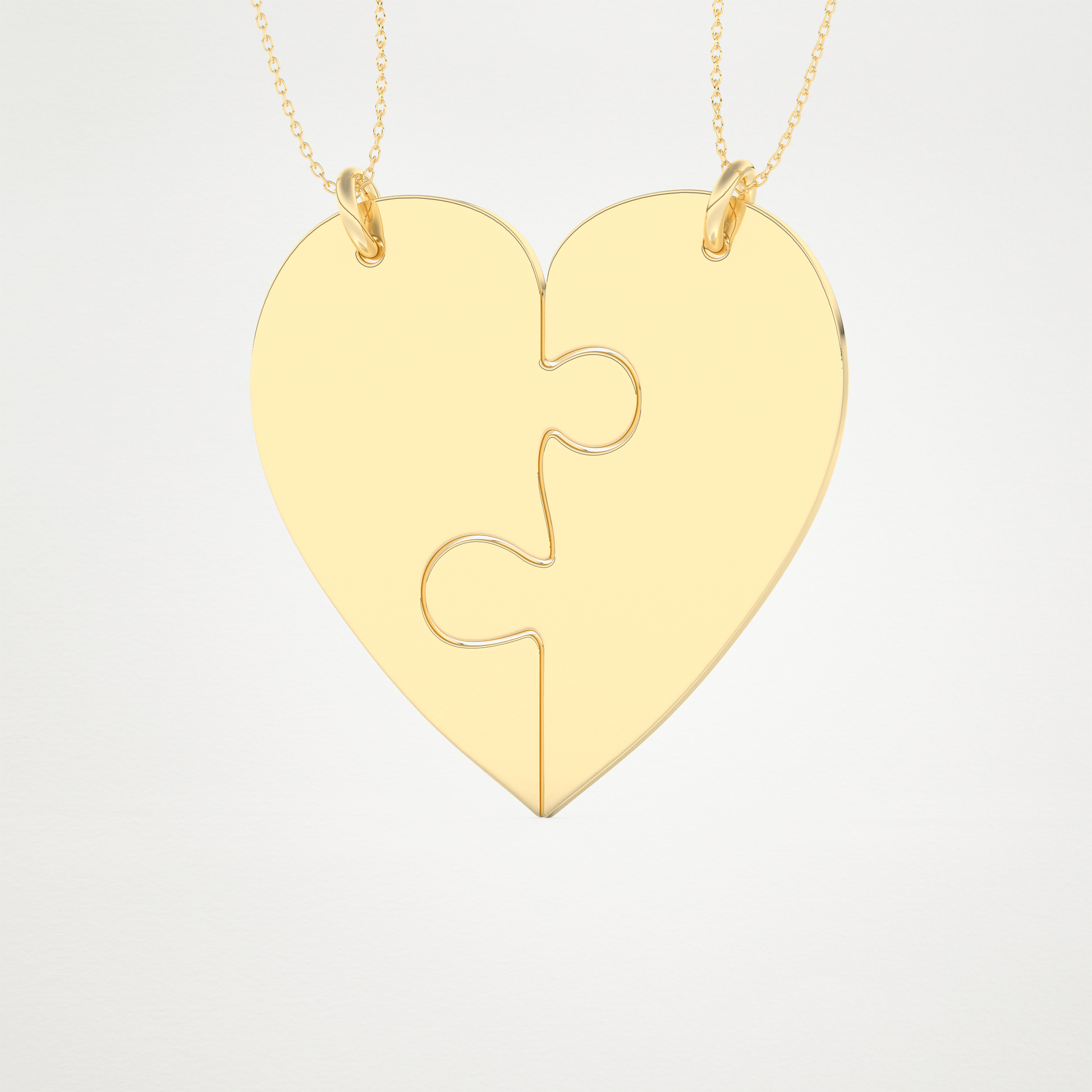 Custom Engraved Split Heart Puzzle Pendant Necklace – 14K/18K Gold & 925 Silver 9