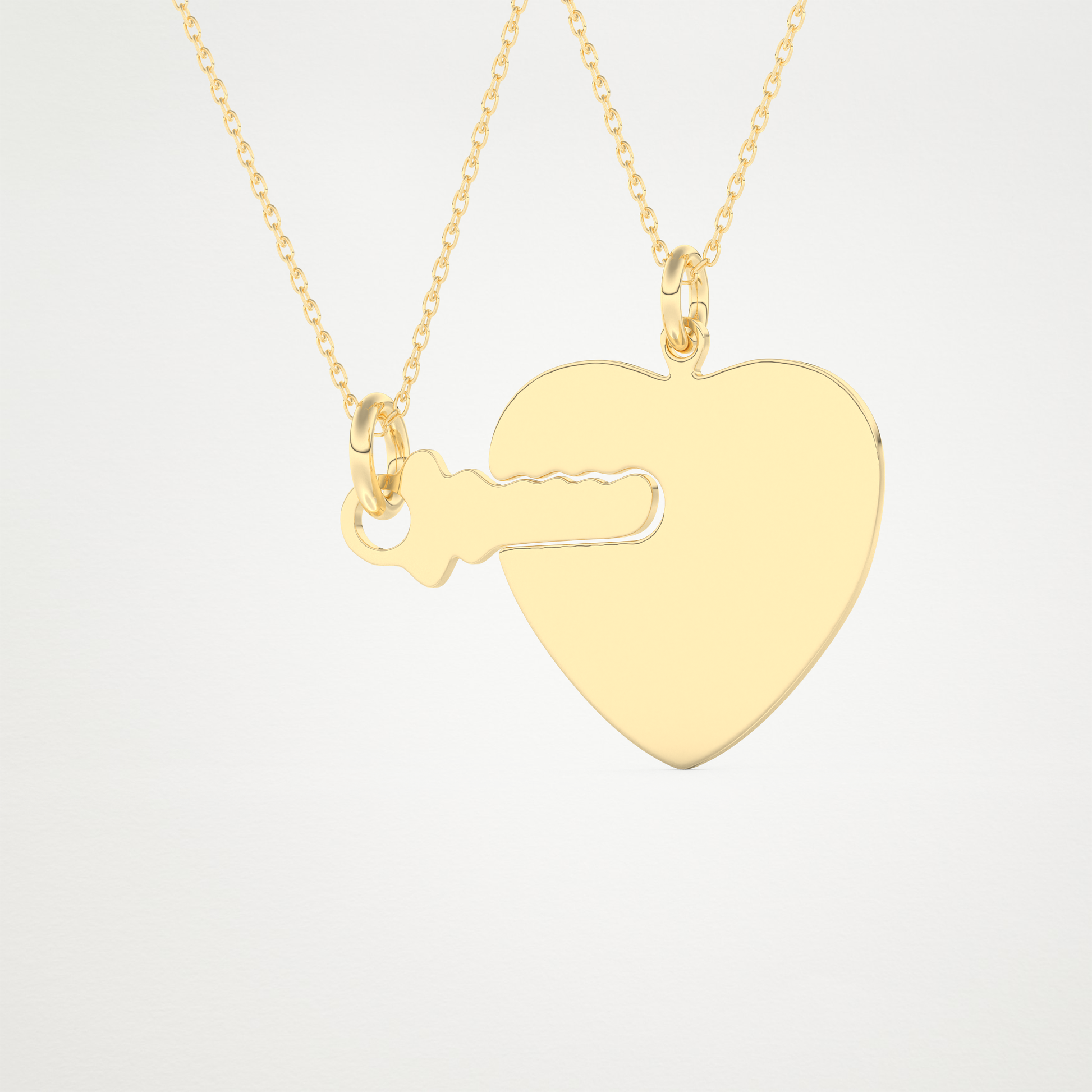Custom Heart and Key Matching Necklace Set – 14K/18K Gold & 925 Silver 9
