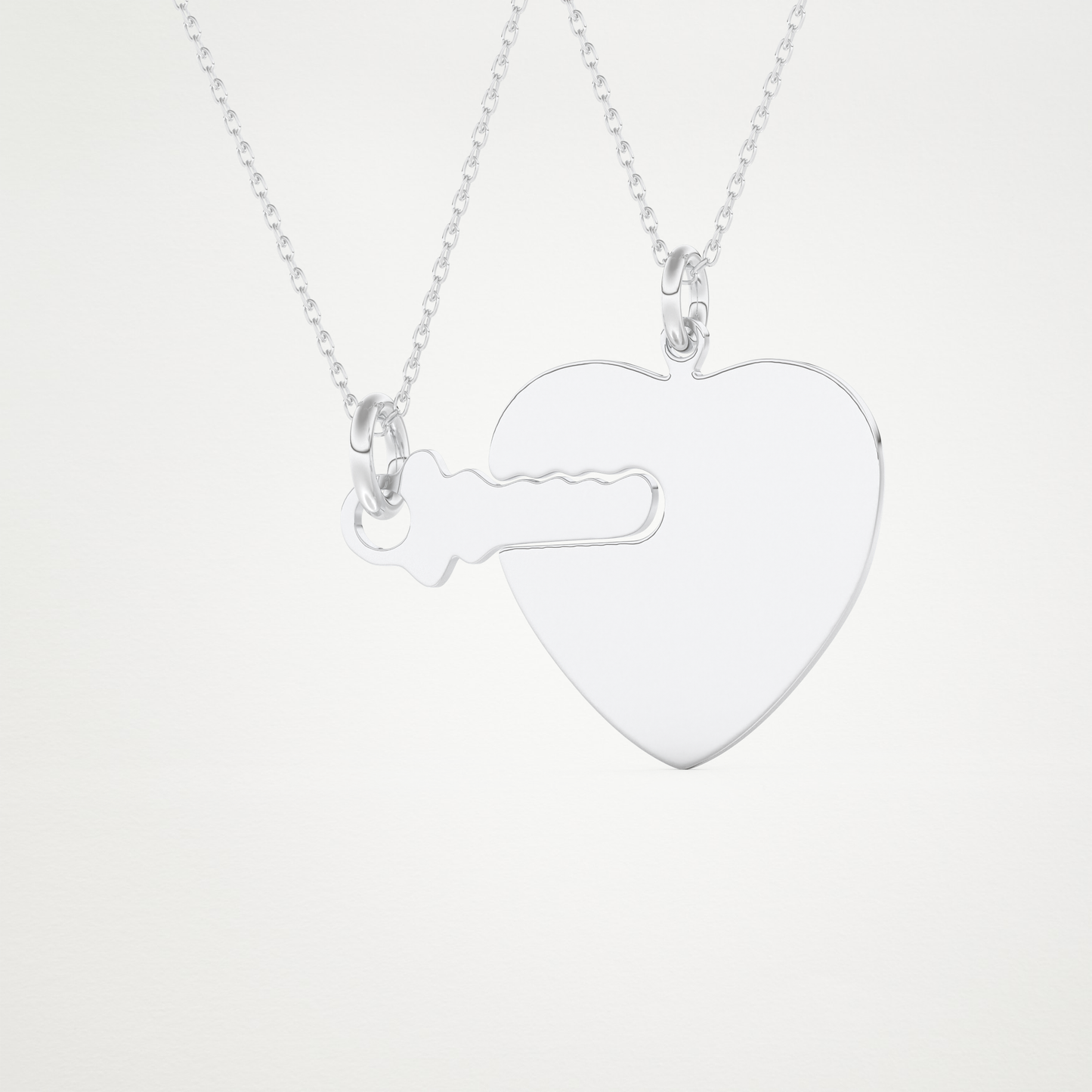 Custom Heart and Key Matching Necklace Set – 14K/18K Gold & 925 Silver 4