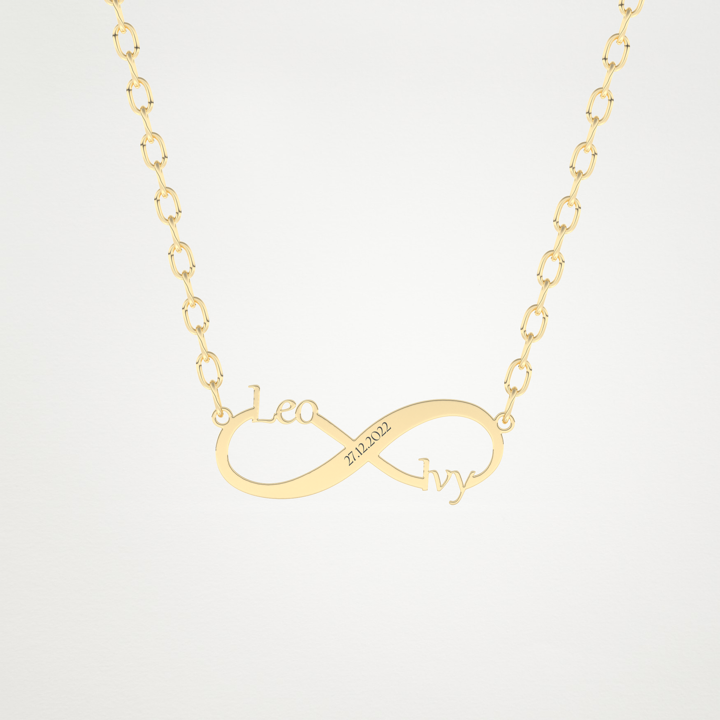 Custom Engraved Infinity Pendant Necklace – 14K/18K Gold & 925 Silver 7