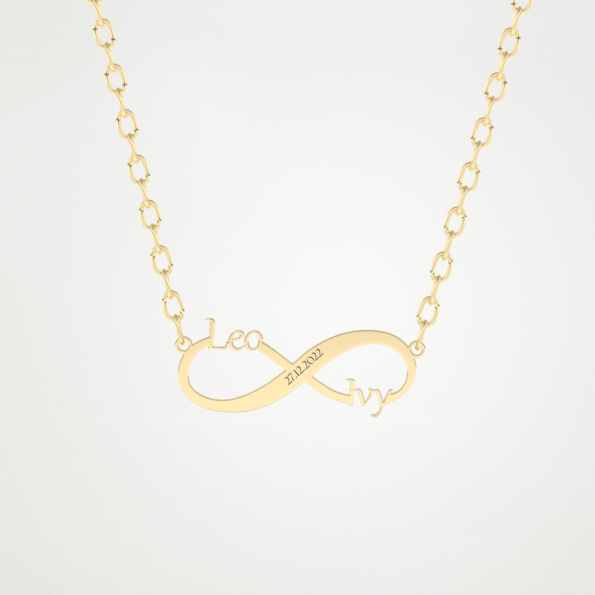 Custom Engraved Infinity Pendant Necklace – 14K/18K Gold & 925 Silver 7
