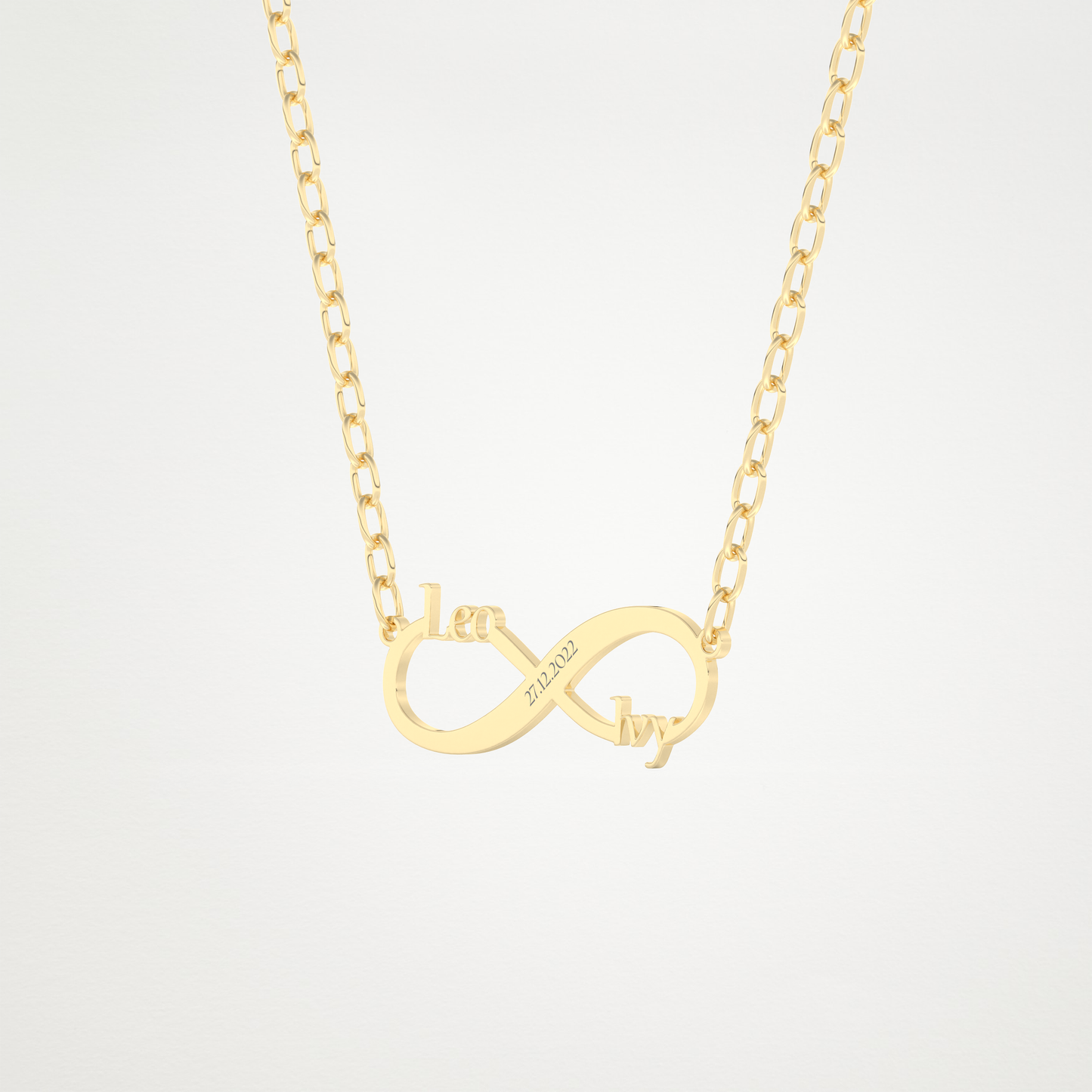 Custom Engraved Infinity Pendant Necklace – 14K/18K Gold & 925 Silver 6
