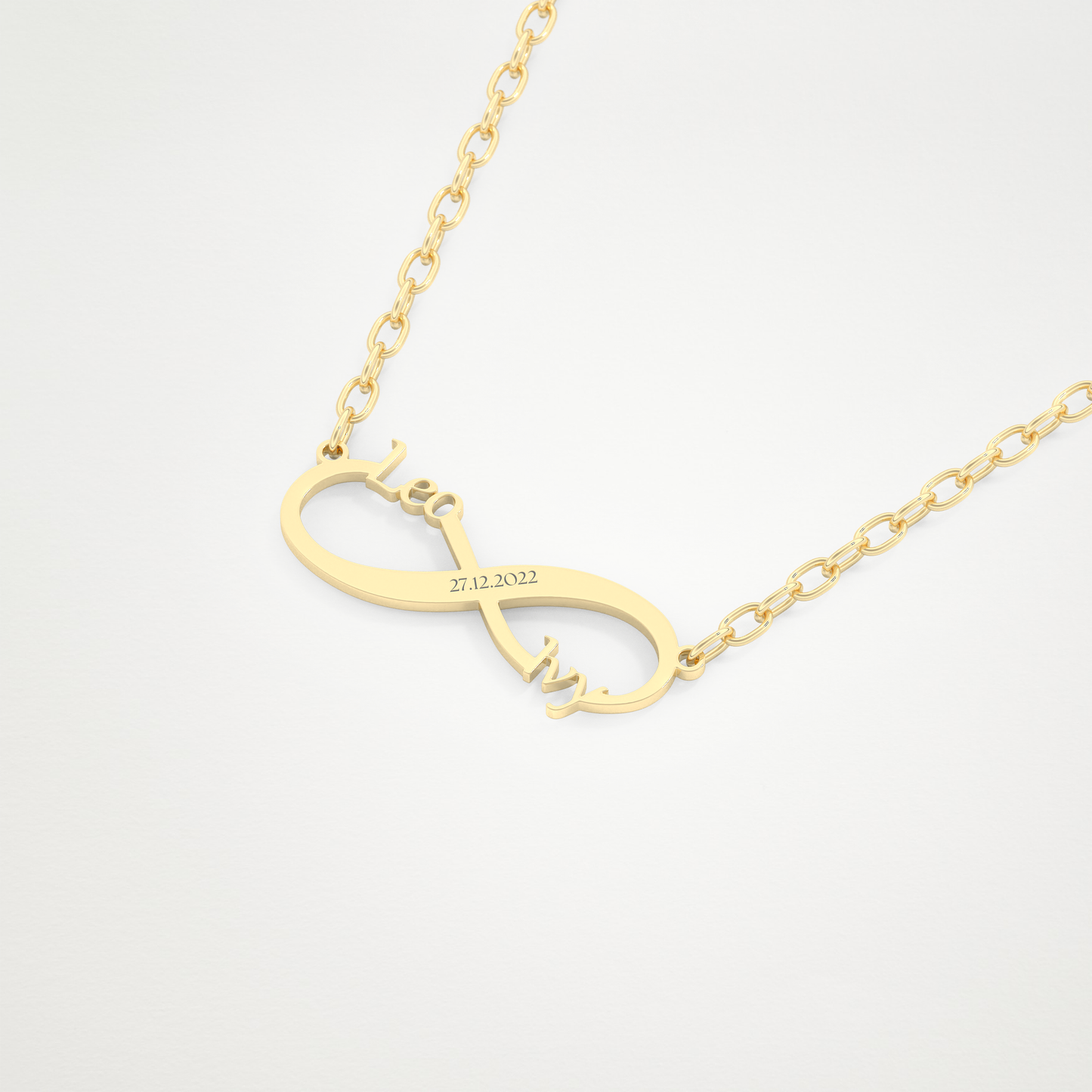 Custom Engraved Infinity Pendant Necklace – 14K/18K Gold & 925 Silver 10