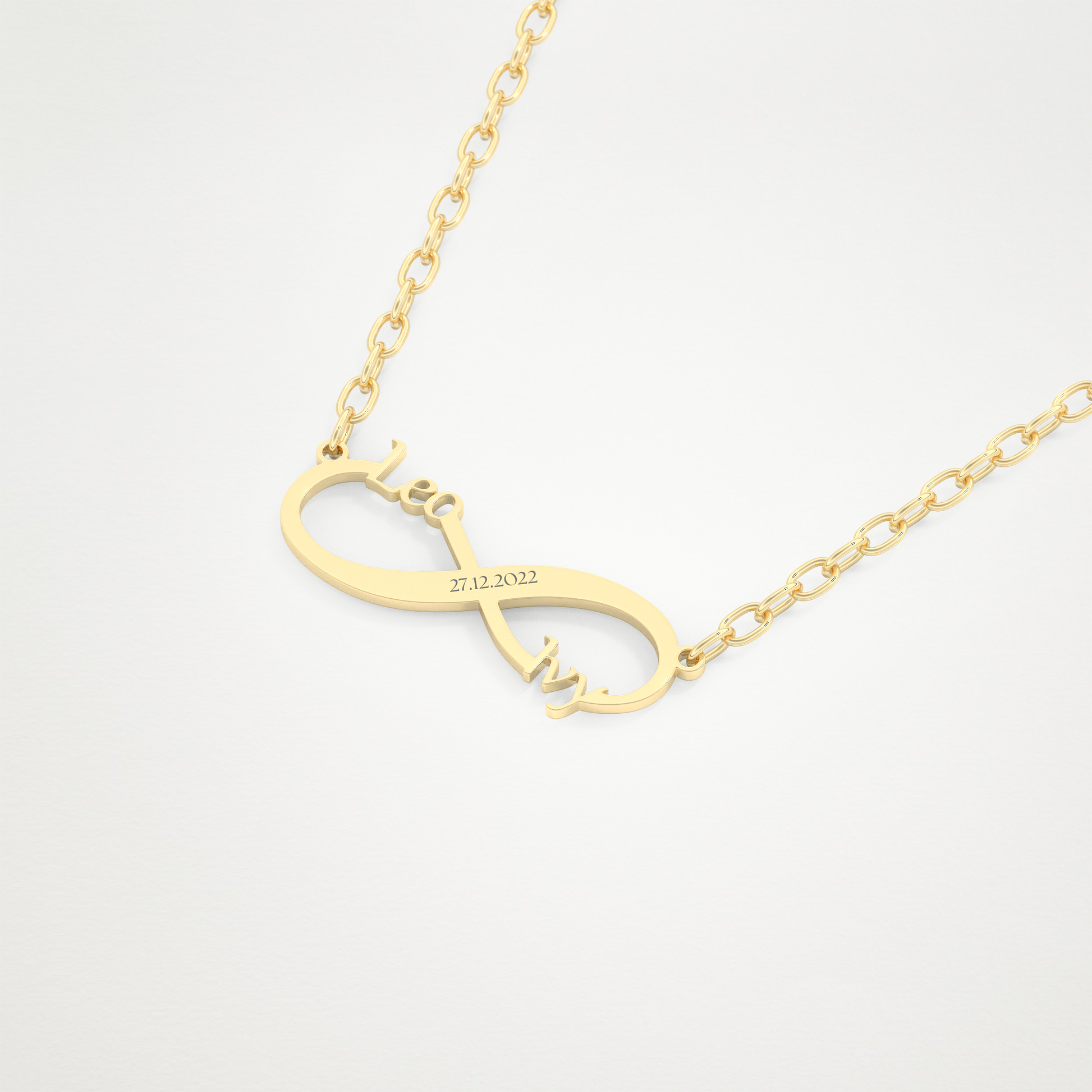 Custom Engraved Infinity Pendant Necklace – 14K/18K Gold & 925 Silver 10