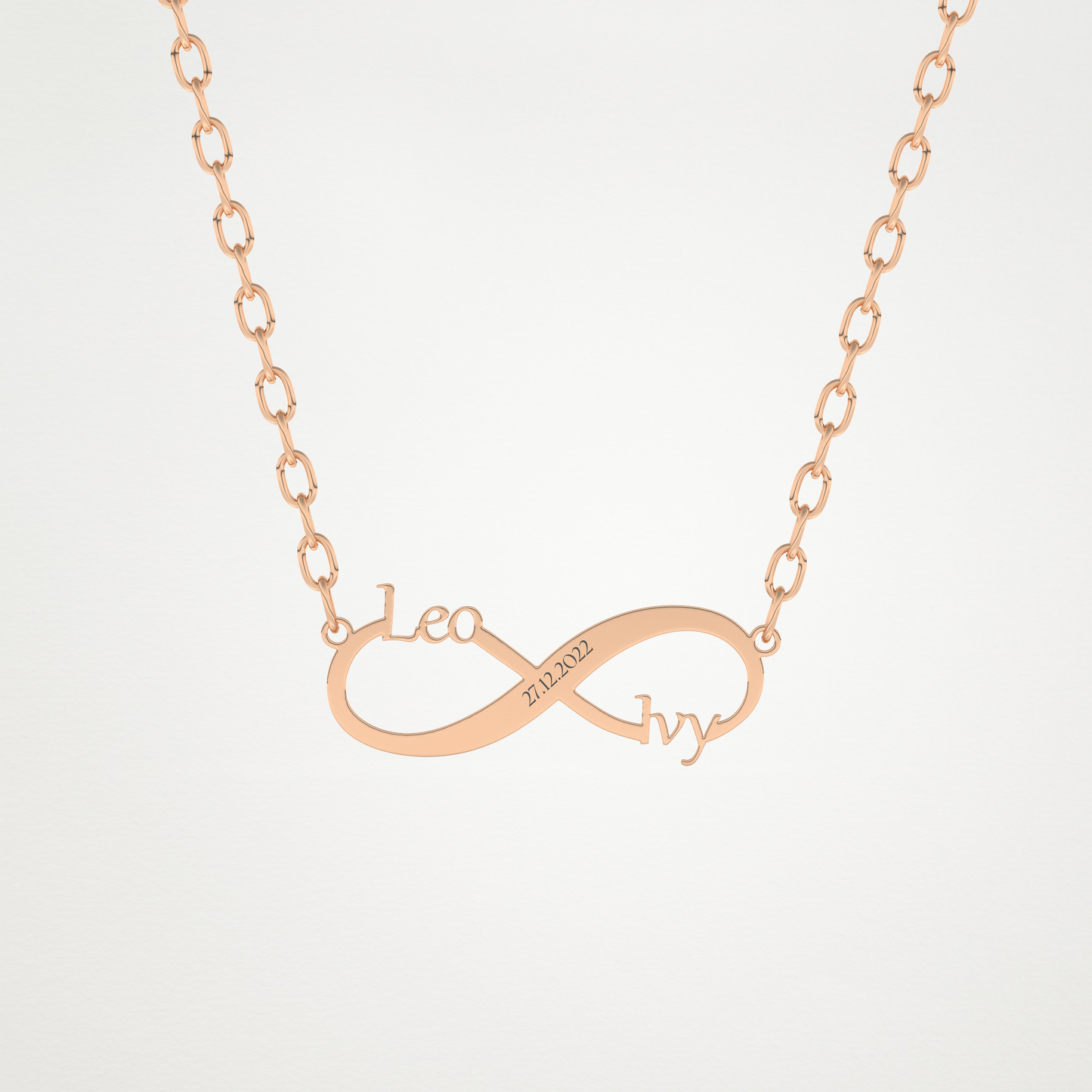 Custom Engraved Infinity Pendant Necklace – 14K/18K Gold & 925 Silver 11