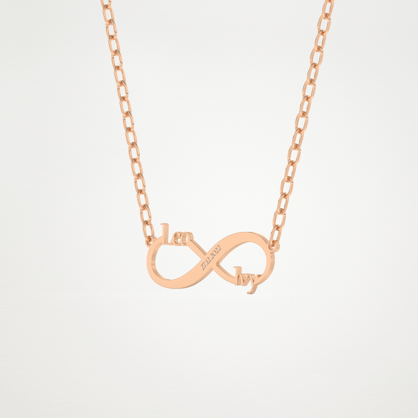 Custom Engraved Infinity Pendant Necklace – 14K/18K Gold & 925 Silver 12