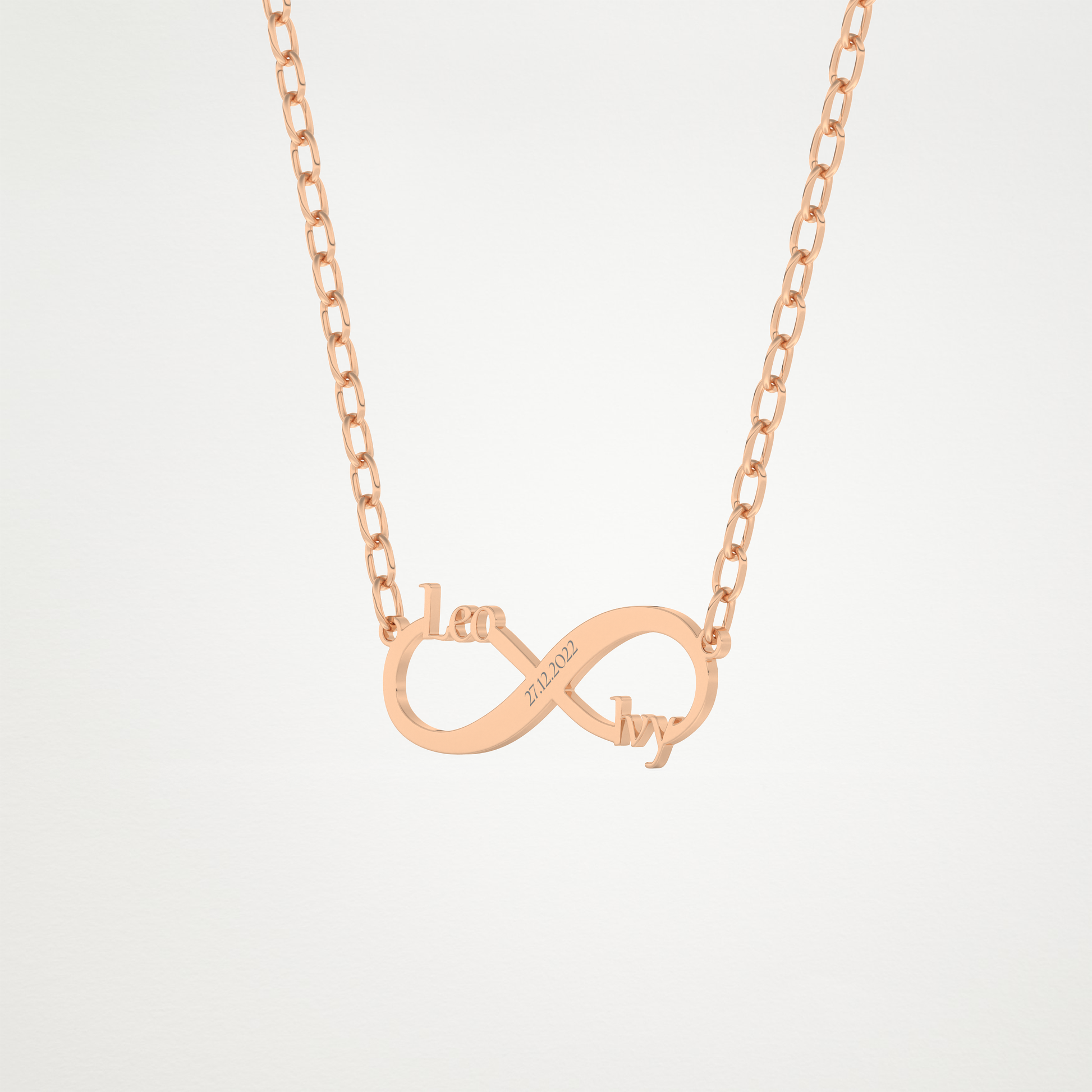 Custom Engraved Infinity Pendant Necklace – 14K/18K Gold & 925 Silver 12