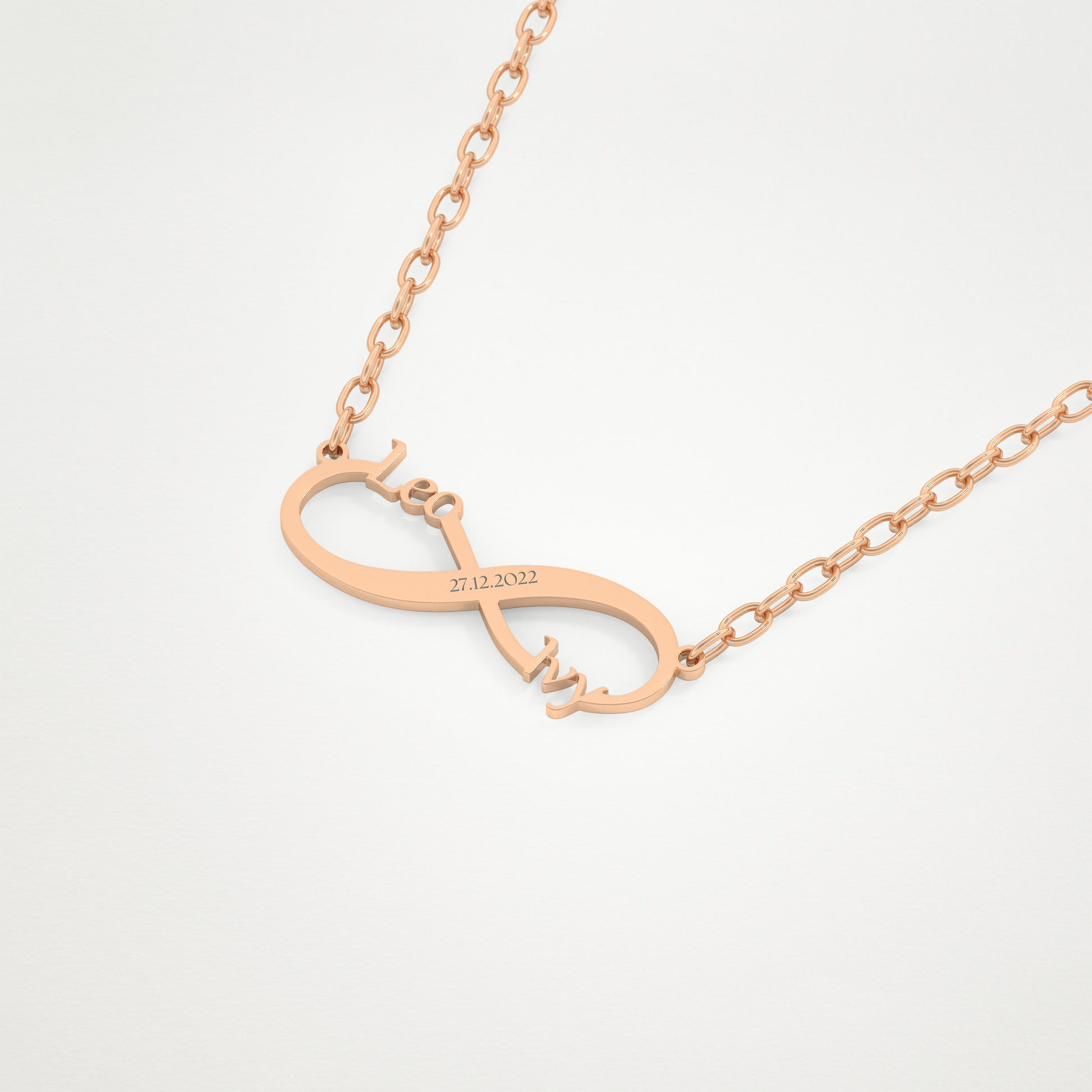 Custom Engraved Infinity Pendant Necklace – 14K/18K Gold & 925 Silver 15
