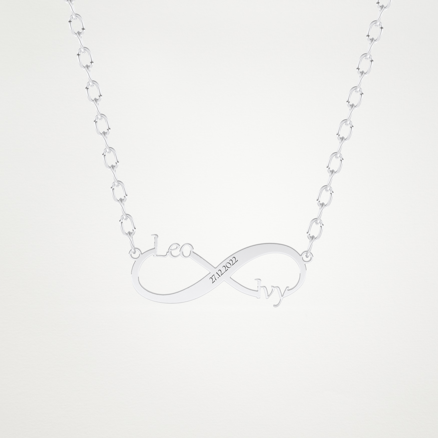 Custom Engraved Infinity Pendant Necklace – 14K/18K Gold & 925 Silver 1