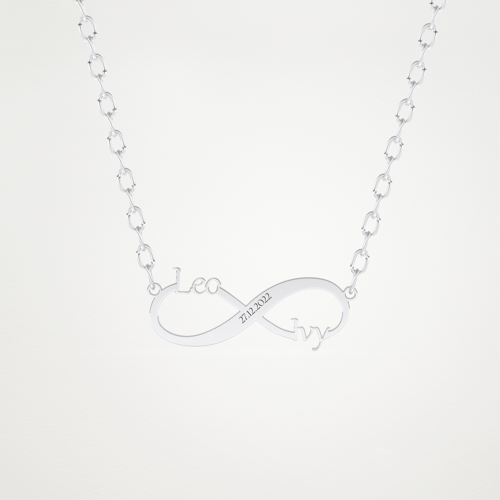 Custom Engraved Infinity Pendant Necklace – 14K/18K Gold & 925 Silver 1