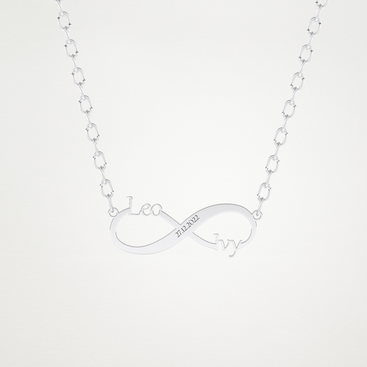 Custom Engraved Infinity Pendant Necklace – 14K/18K Gold & 925 Silver 1