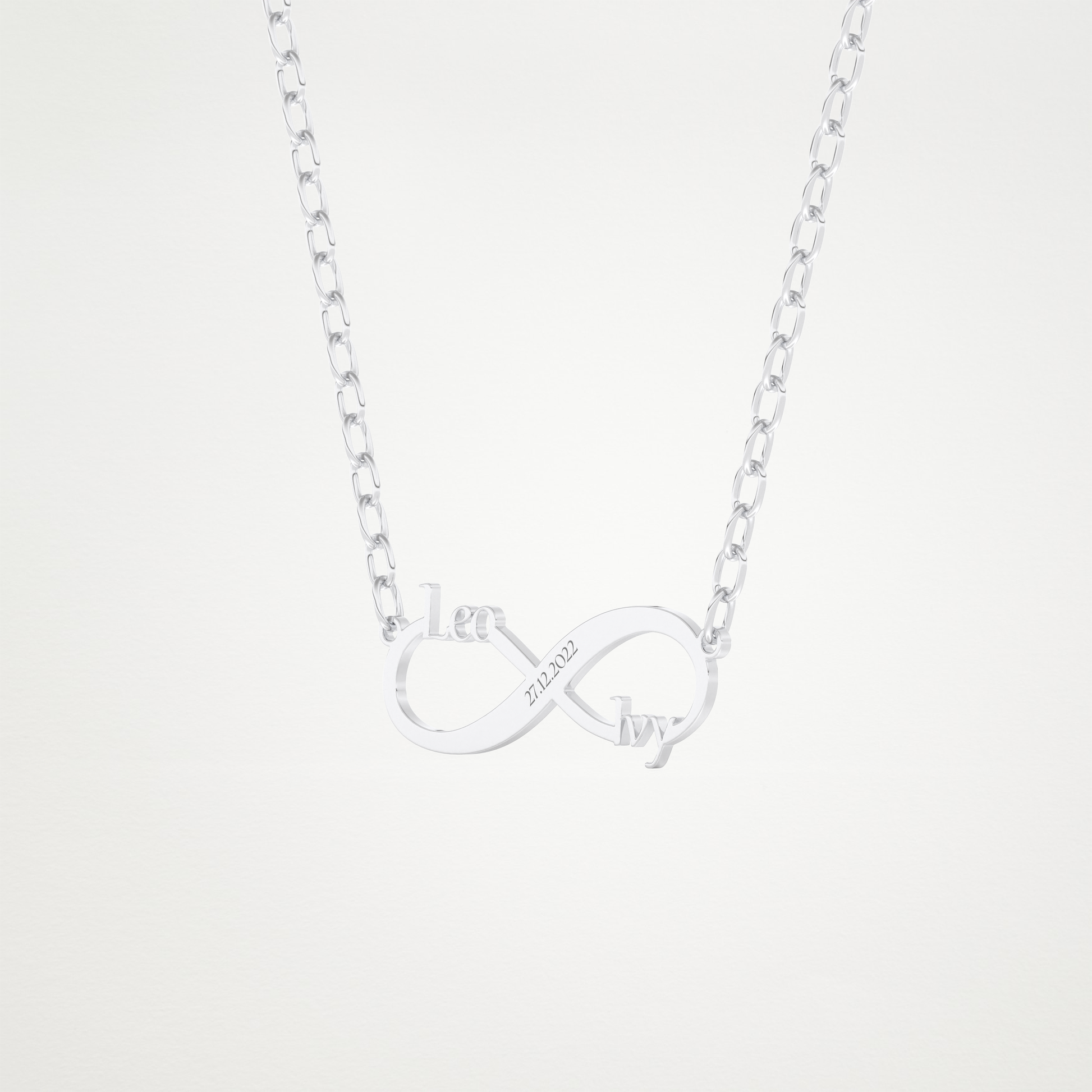 Custom Engraved Infinity Pendant Necklace – 14K/18K Gold & 925 Silver 2