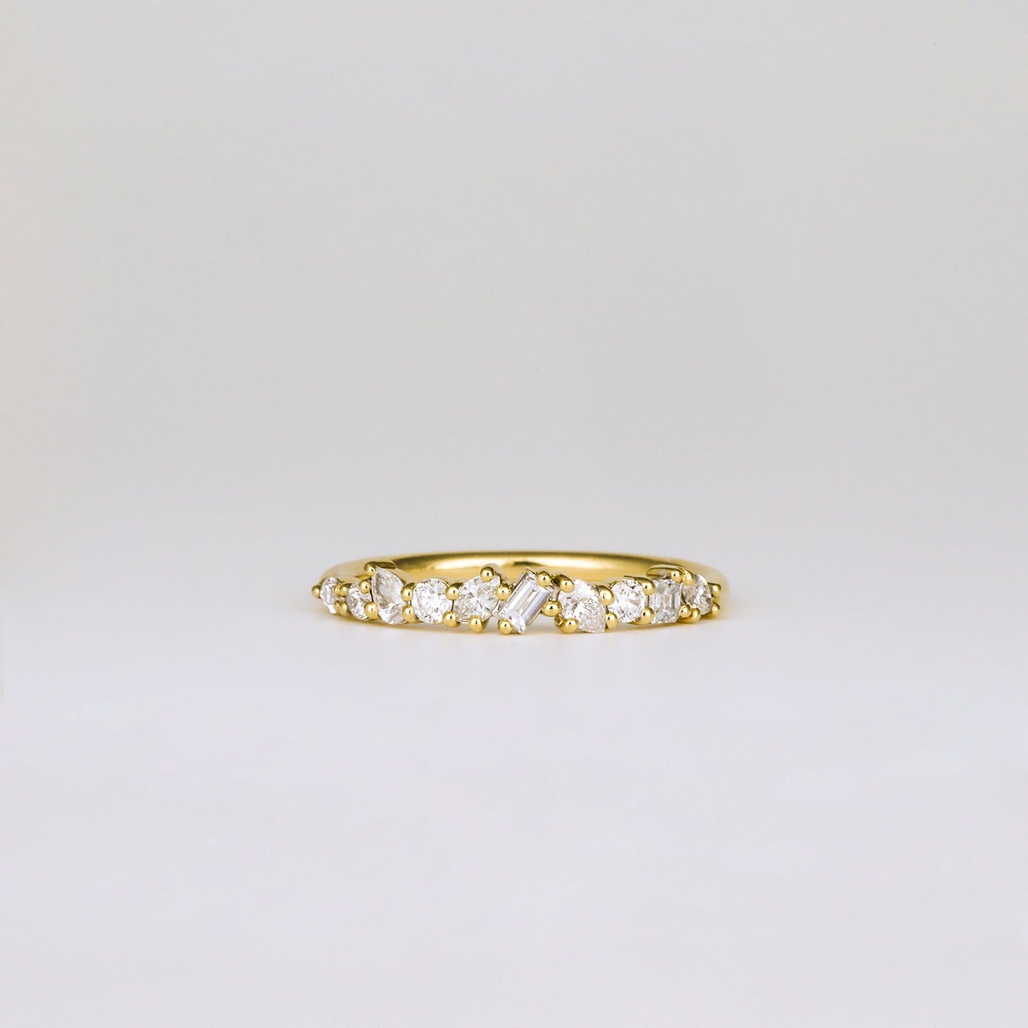 0.38 TCW Baguette, Pear, Oval & Round Shaped Half Eternity Moissanite Wedding Band