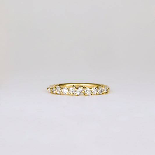 0.38 TCW Baguette, Pear, Oval & Round Shaped Half Eternity Moissanite Wedding Band