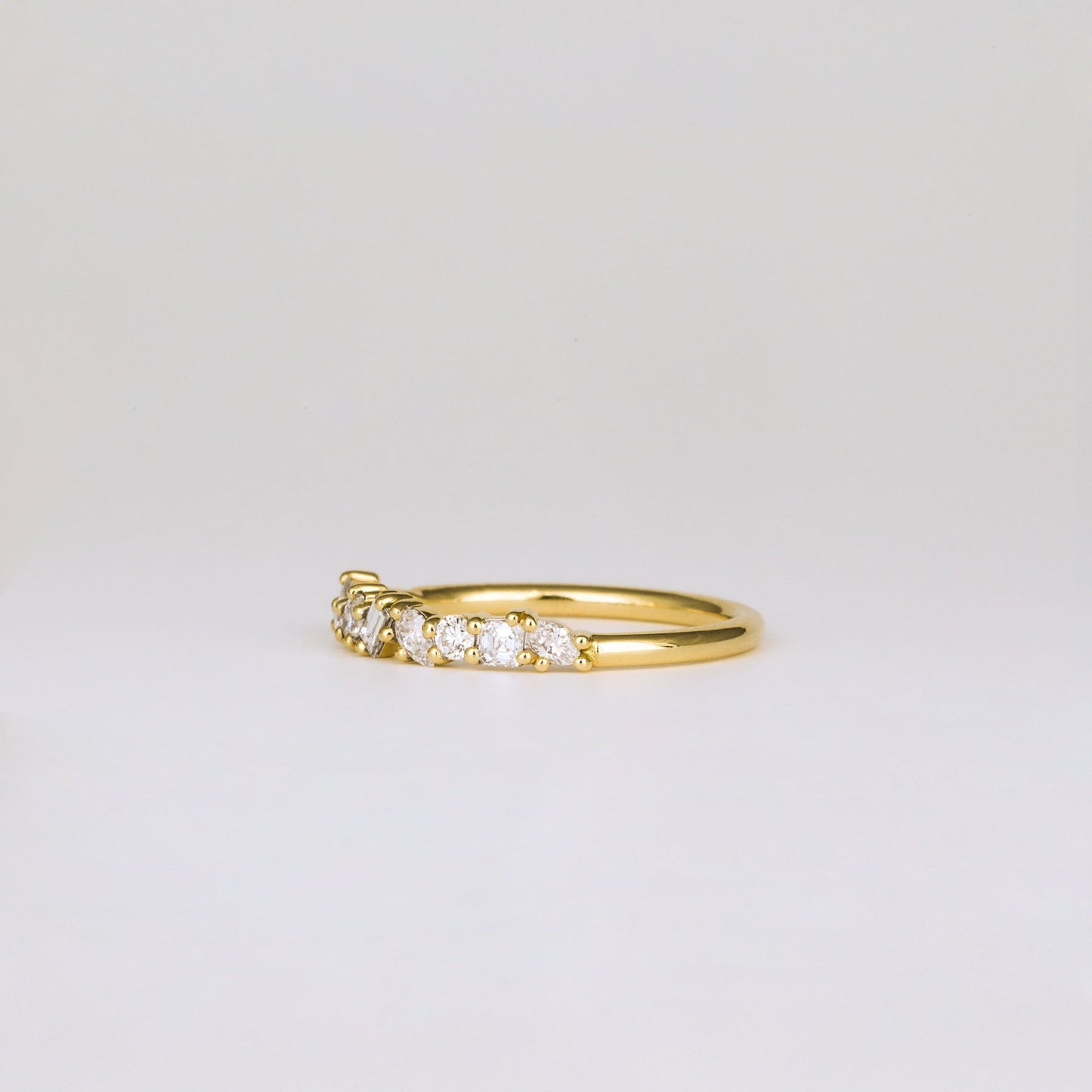 0.38 TCW Baguette, Pear, Oval & Round Shaped Half Eternity Moissanite Wedding Band
