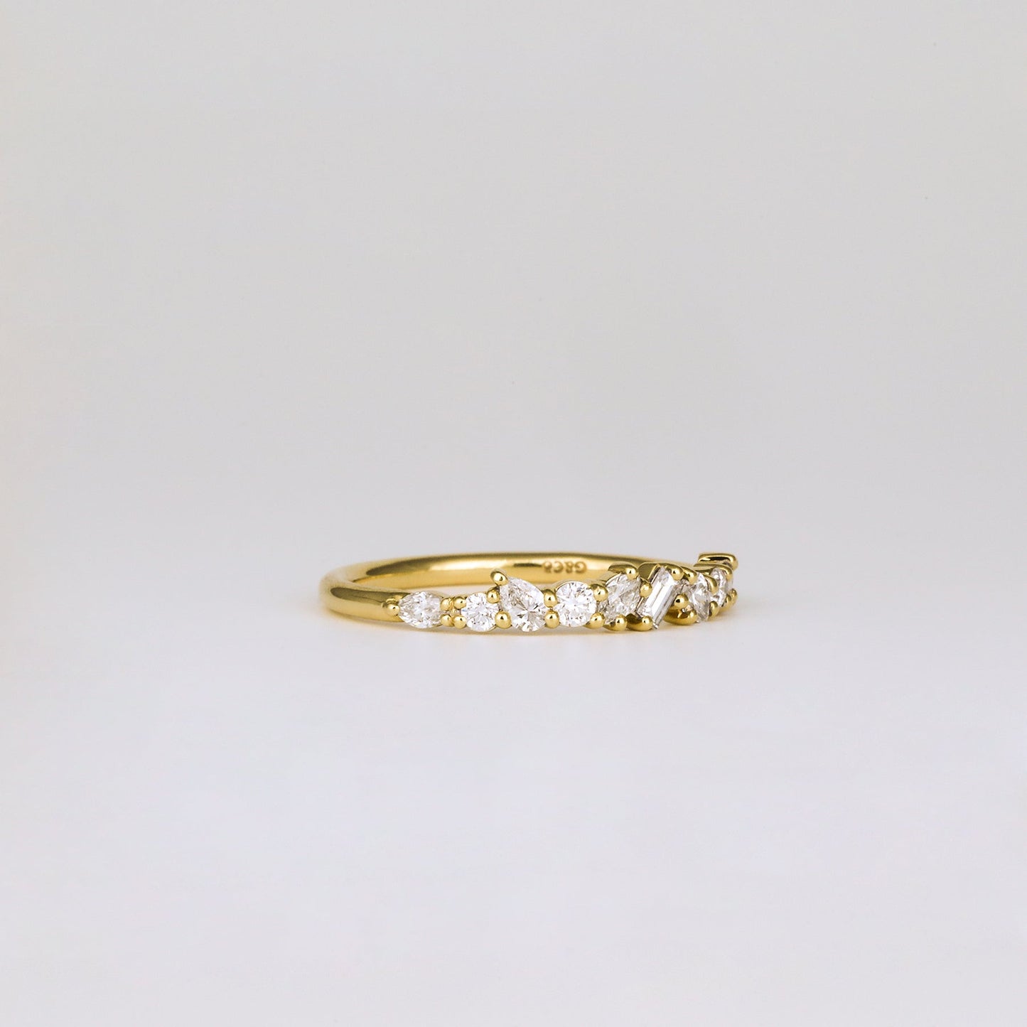 0.38 TCW Baguette, Pear, Oval & Round Shaped Half Eternity Moissanite Wedding Band