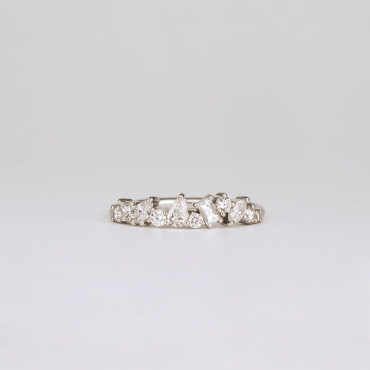 0.57 TCW Round, Baguette, Pear & Marquise Shaped Multi Stone Moissanite Wedding Band