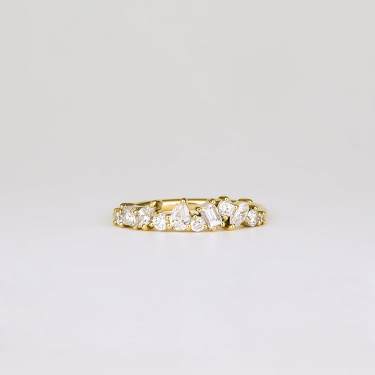 0.57 TCW Round, Baguette, Pear & Marquise Shaped Multi Stone Moissanite Wedding Band
